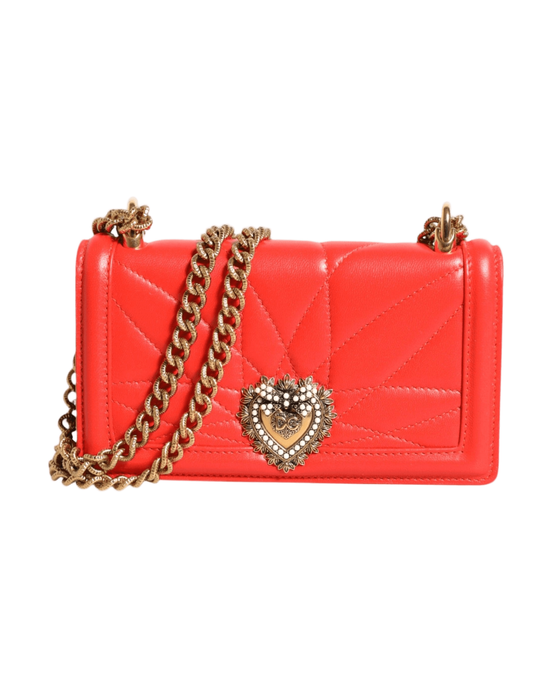 Dolce & Gabbana Red Leather Quilted Devotion Crossbody Phone Cover Bag Glam Steals