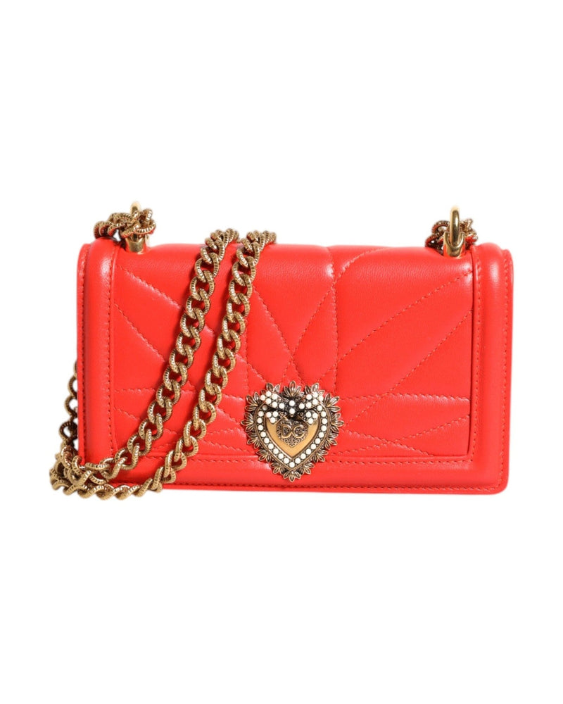 Dolce & Gabbana Red Leather Quilted Devotion Crossbody Phone Cover Bag Glam Steals