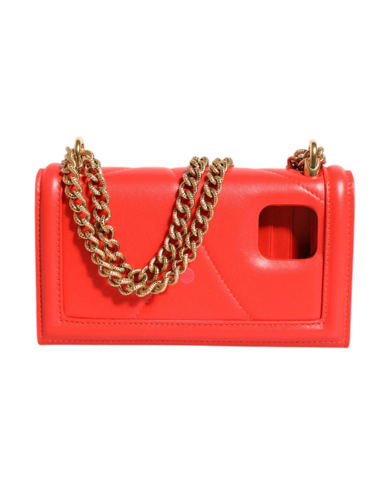 Dolce & Gabbana Red Leather Quilted Devotion Crossbody Phone Cover Bag Glam Steals