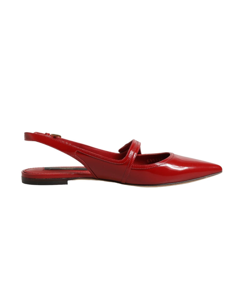 Dolce & Gabbana Red Leather Slingback Flats Sandals Shoes Glam Steals