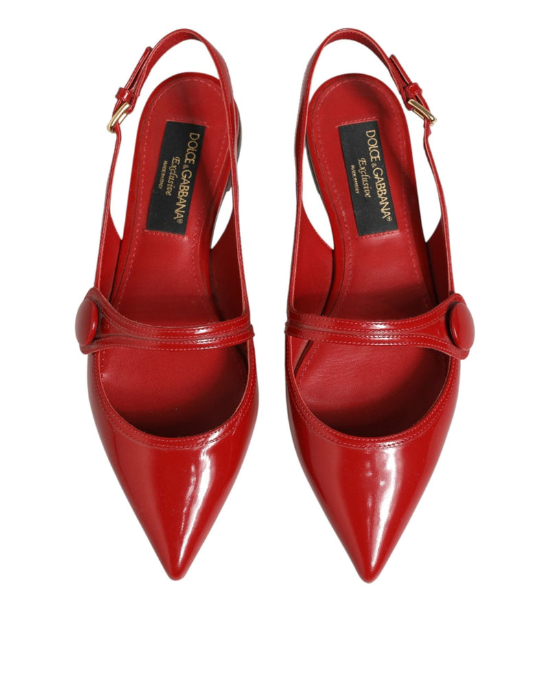 Dolce & Gabbana Red Leather Slingback Flats Sandals Shoes Glam Steals