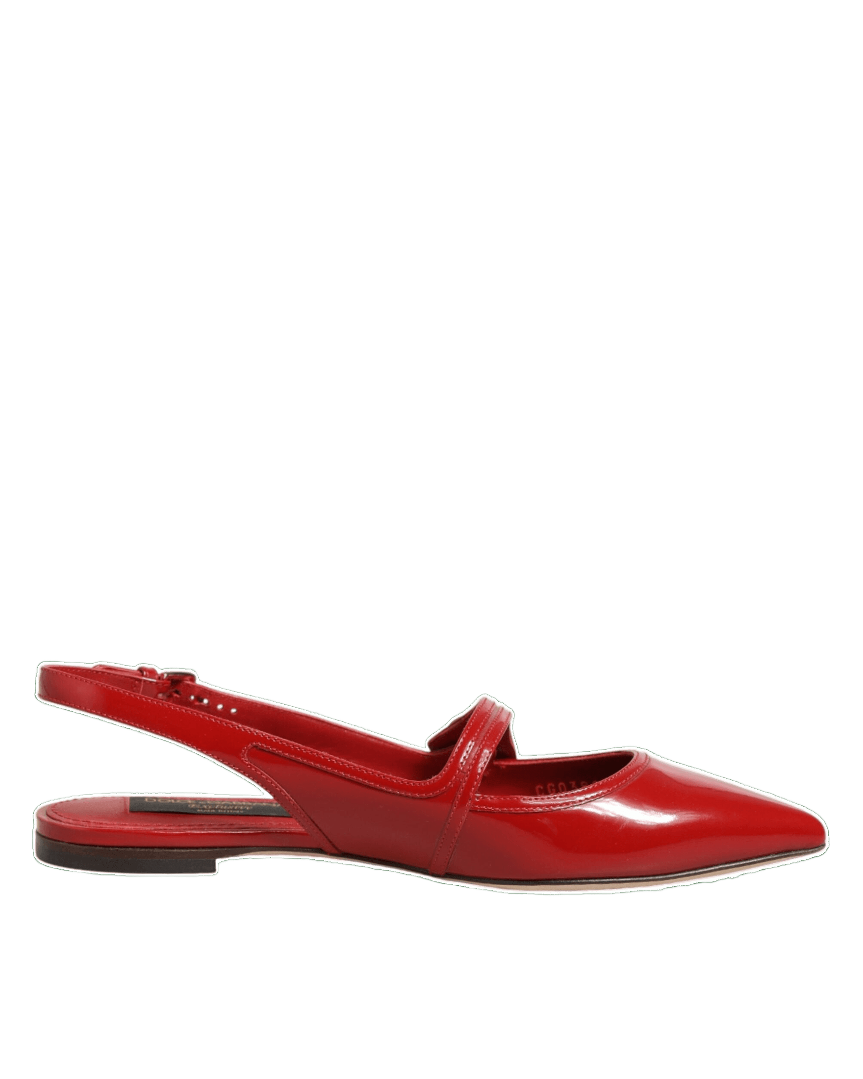 Dolce & Gabbana Red Leather Slingback Flats Sandals Shoes Glam Steals