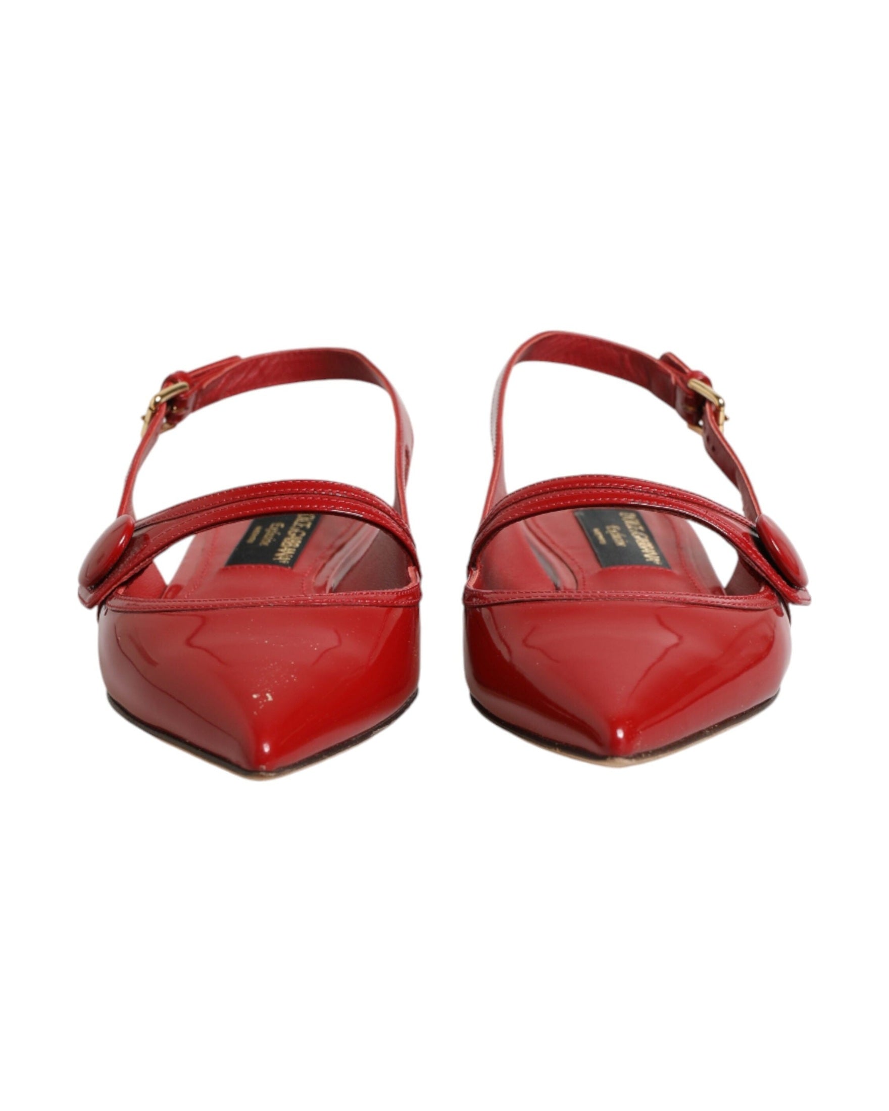 Dolce & Gabbana Red Leather Slingback Flats Sandals Shoes Glam Steals