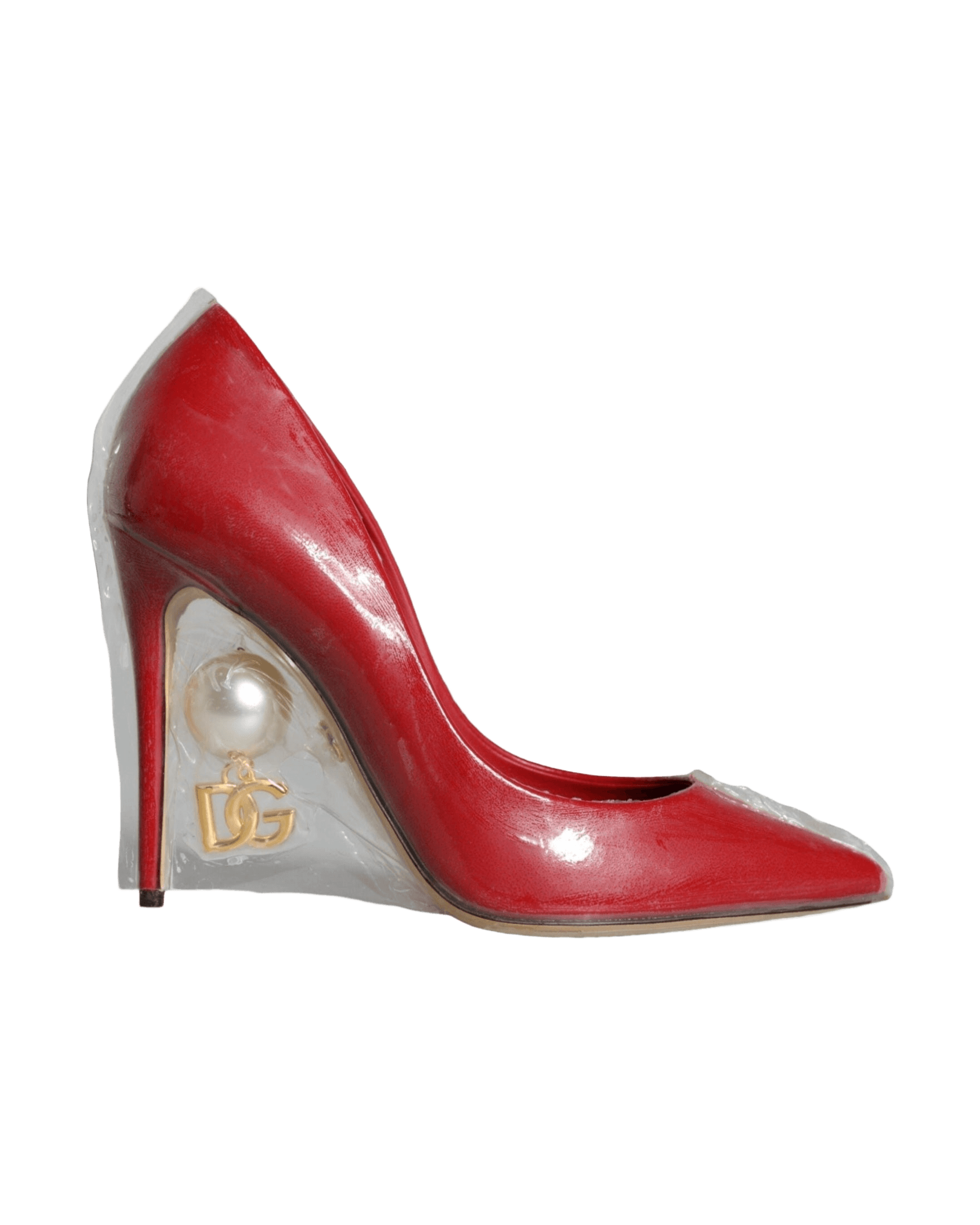 Dolce & Gabbana Red Patent Leather Faux Pearl Heels Pumps Shoes Glam Steals