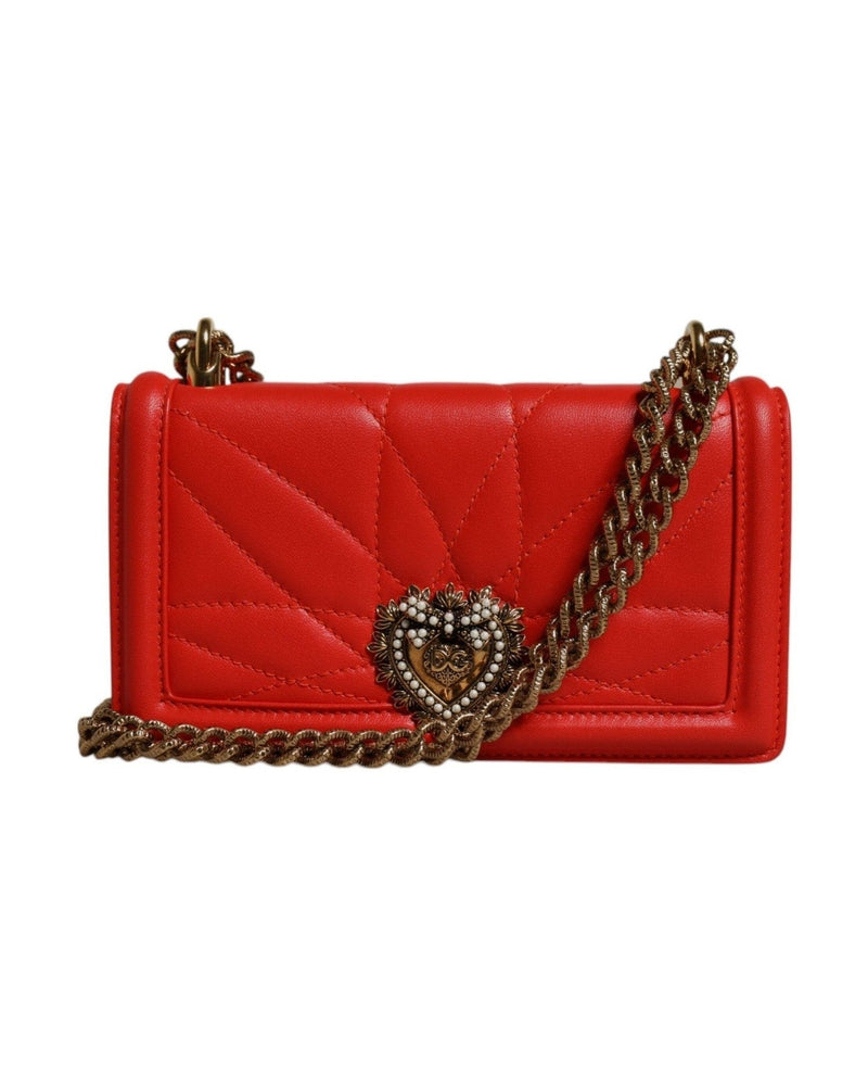 Dolce & Gabbana Red Quilted Devotion Crossbody Chain Phone Cover Bag Glam Steals