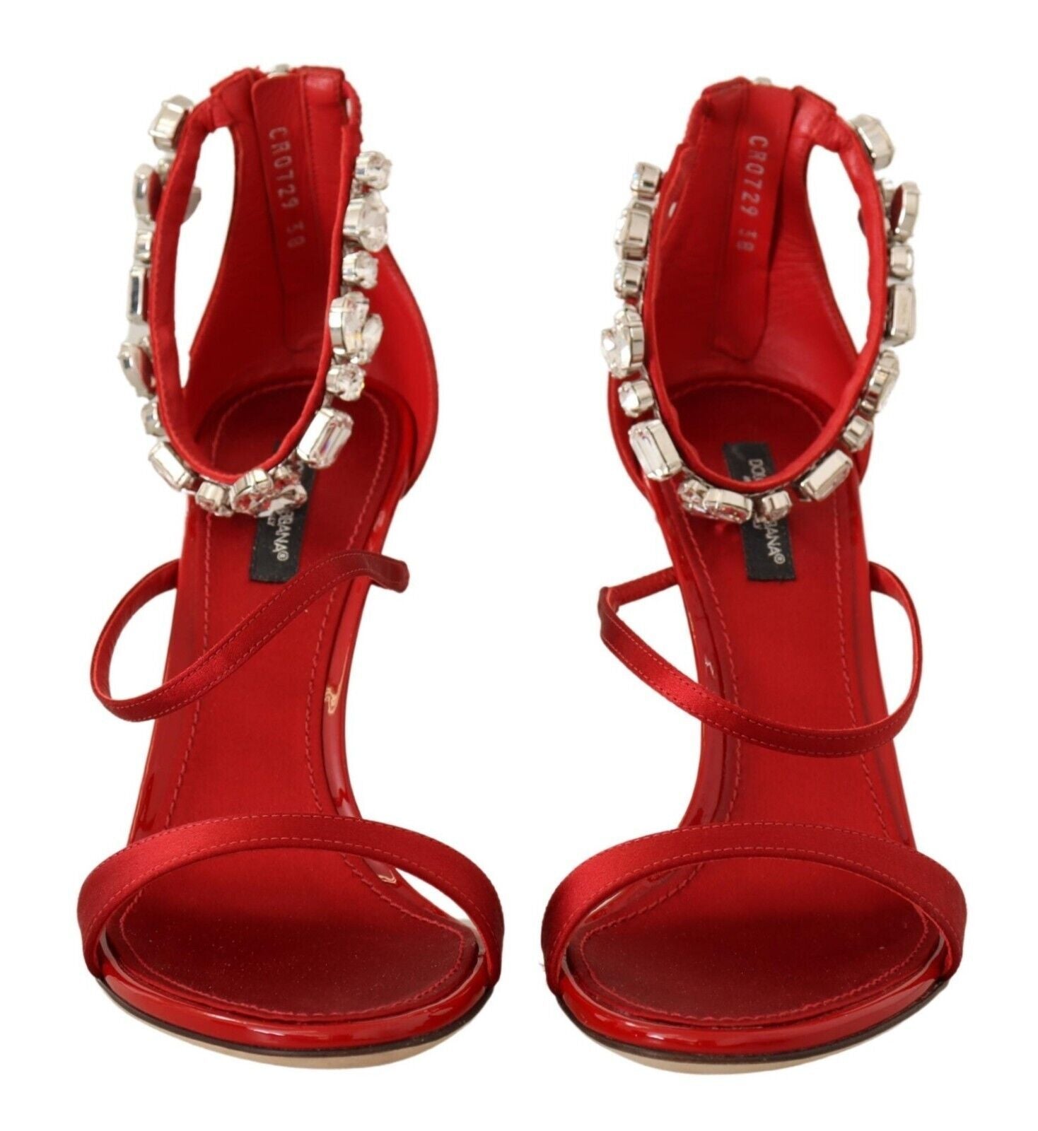 Dolce & Gabbana Red Satin Crystals Sandals Keira Heels Glam Steals