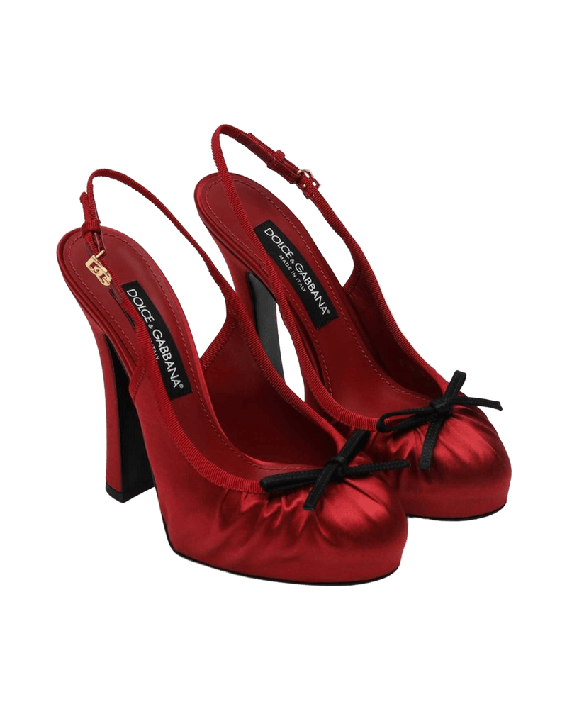 Dolce & Gabbana Red Satin Dolce&Gabbana High Slingback Glam Steals