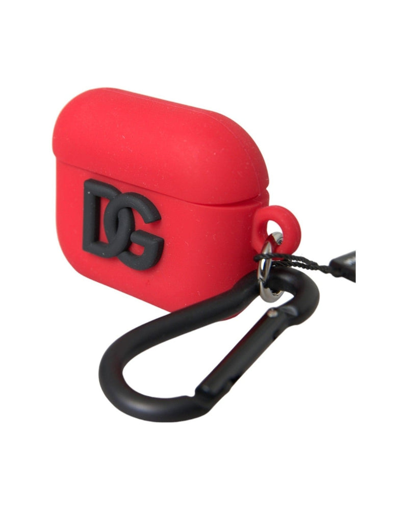 Dolce & Gabbana Silicone Rubber Logo Embossed Airpods Red Case Glam Steals