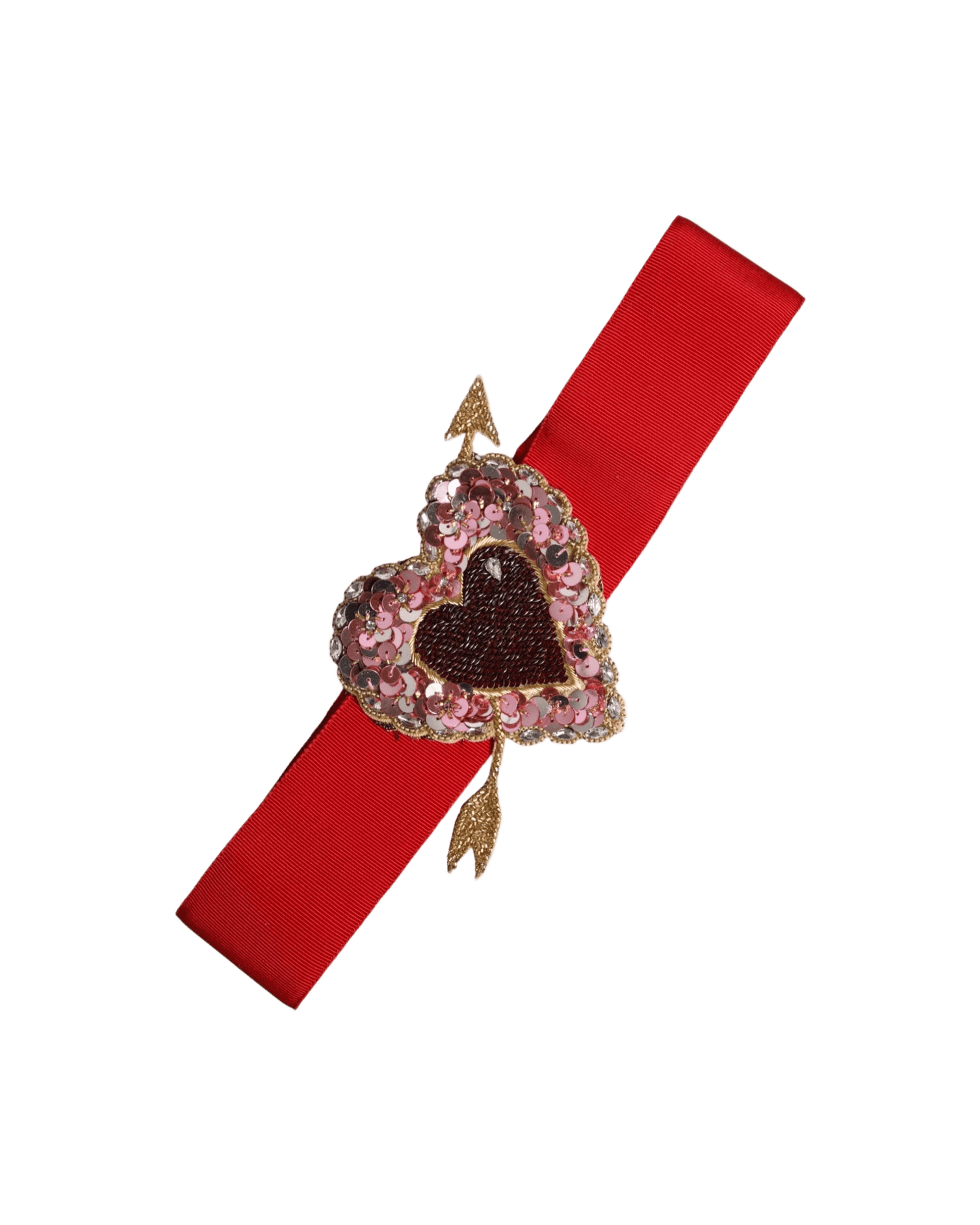 Dolce & Gabbana Red Stretch Wide Waist Heart Embellished Belt Glam Steals
