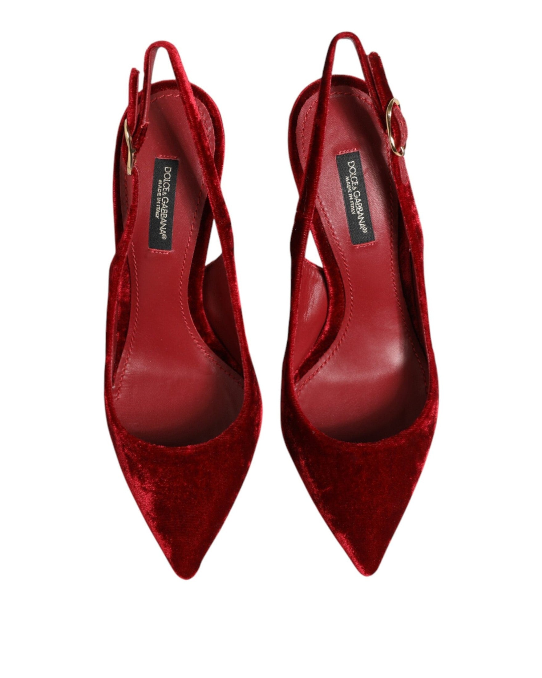Dolce & Gabbana Red Suede High Heels Slingbacks Sandals Shoes Glam Steals