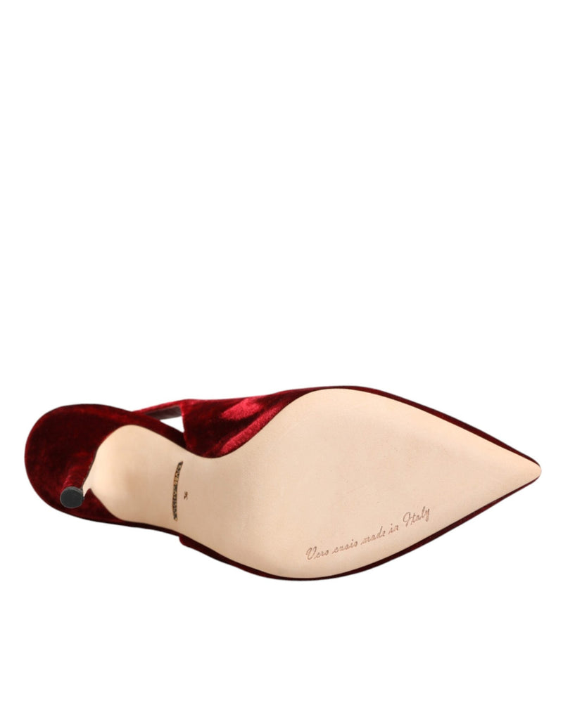 Dolce & Gabbana Red Suede High Heels Slingbacks Sandals Shoes Glam Steals
