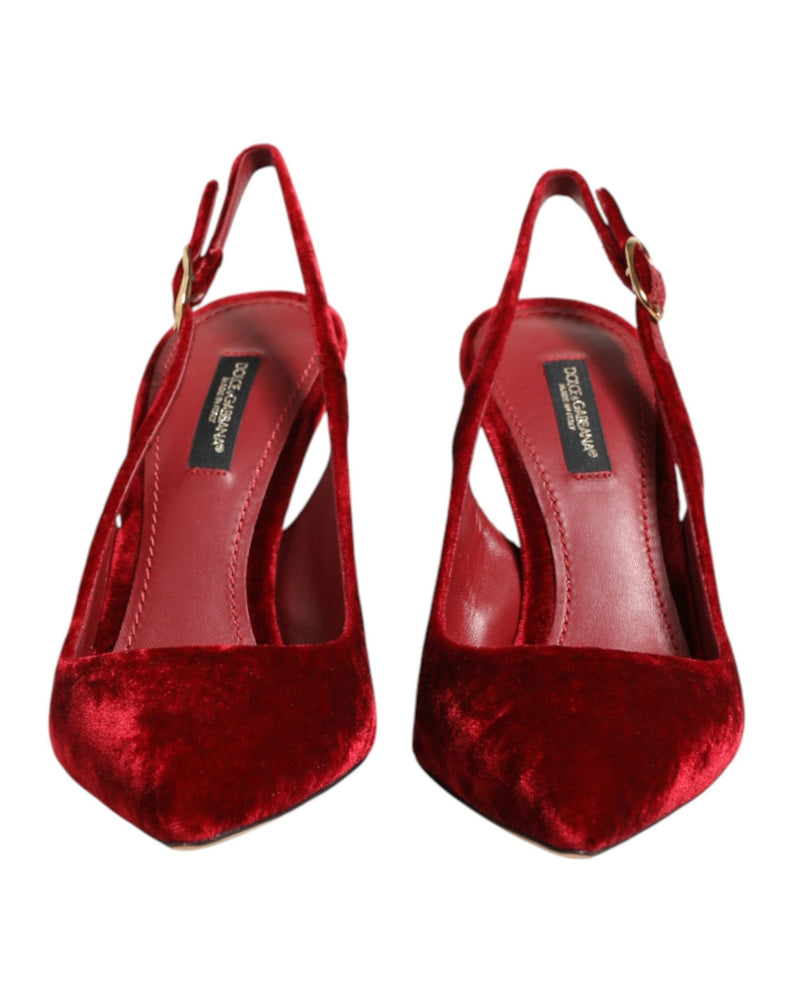 Dolce & Gabbana Red Suede High Heels Slingbacks Sandals Shoes Glam Steals