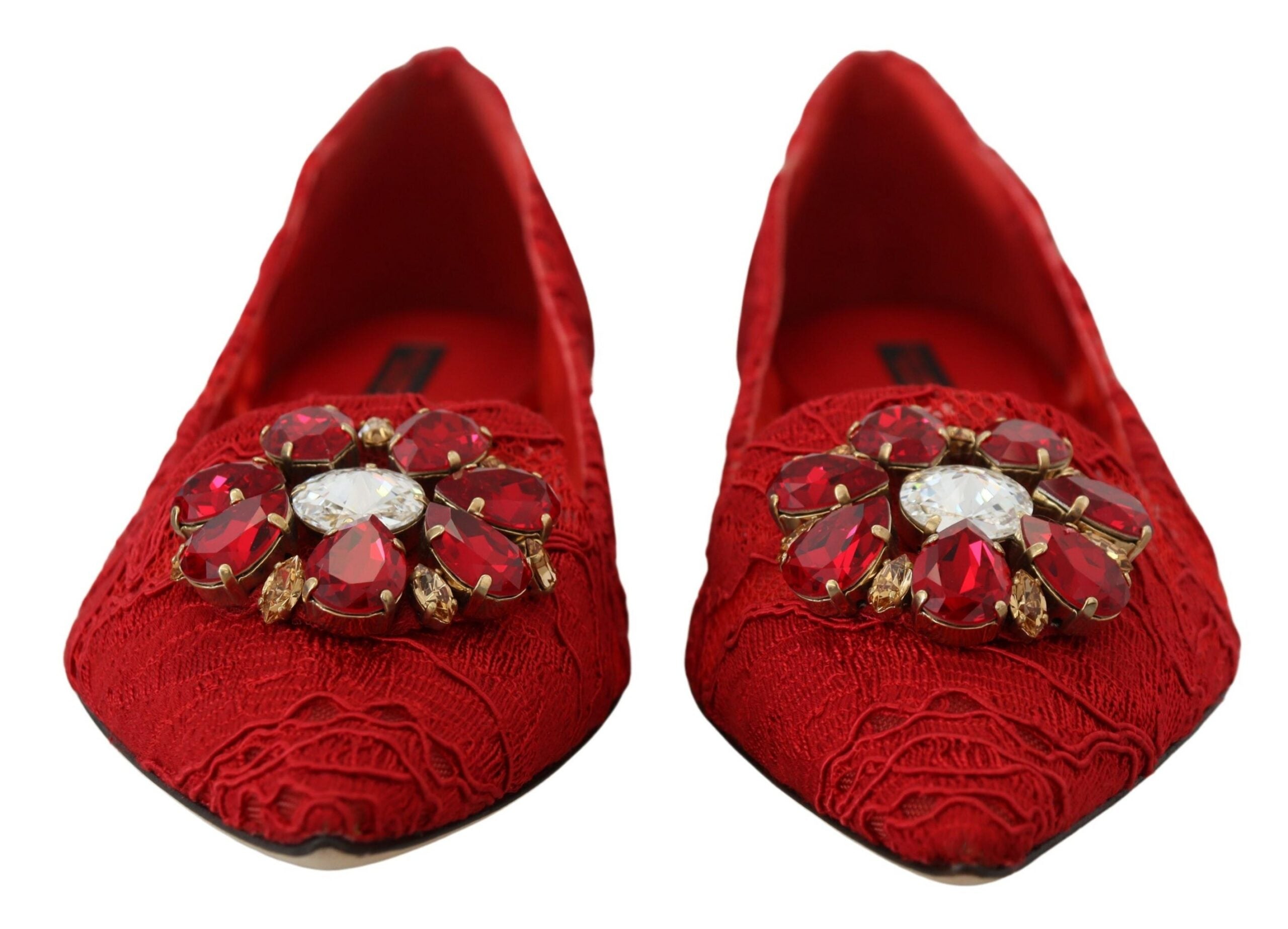 Dolce & Gabbana Red Taormina Crystals Loafers Flats Glam Steals
