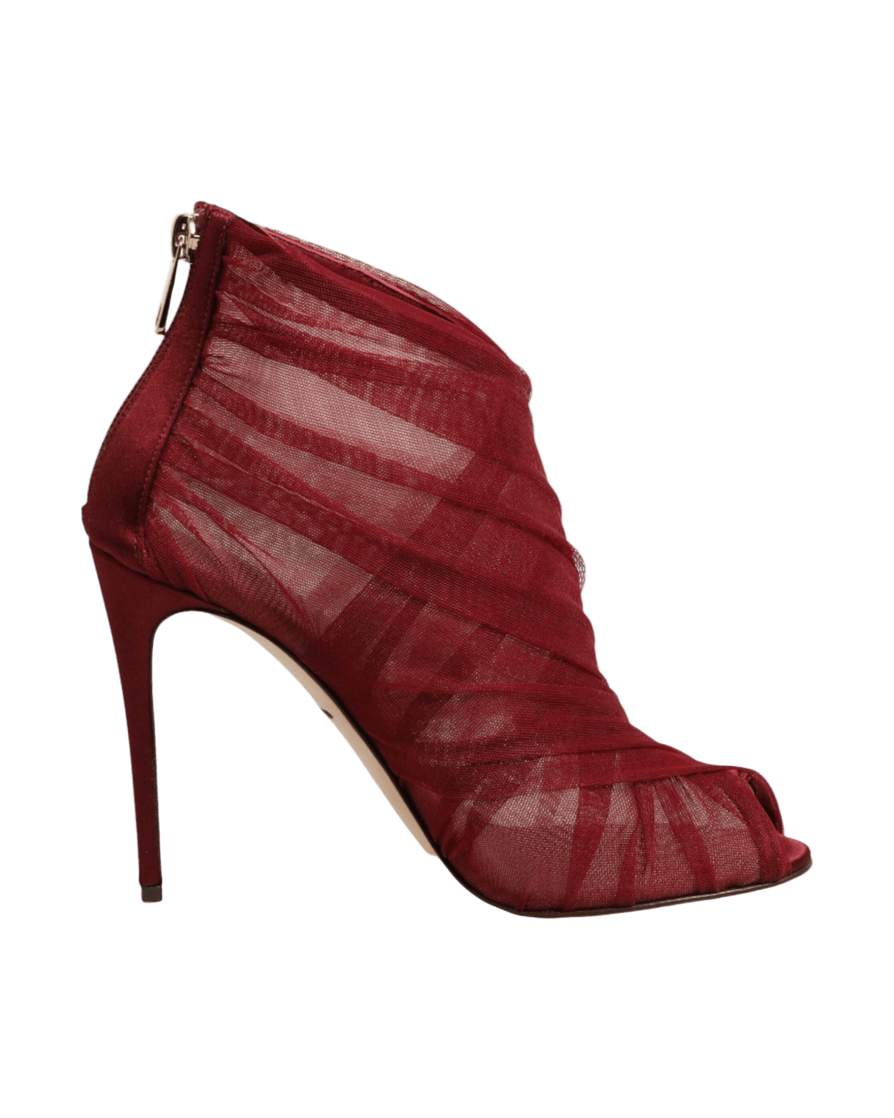 Dolce & Gabbana Red Tulle Ankle Boots Stiletto Heels Shoes