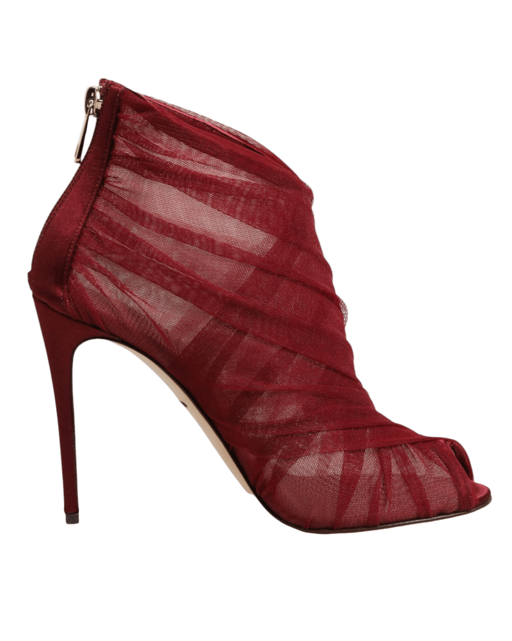 Dolce & Gabbana Red Tulle Ankle Boots Stiletto Heels Shoes Glam Steals