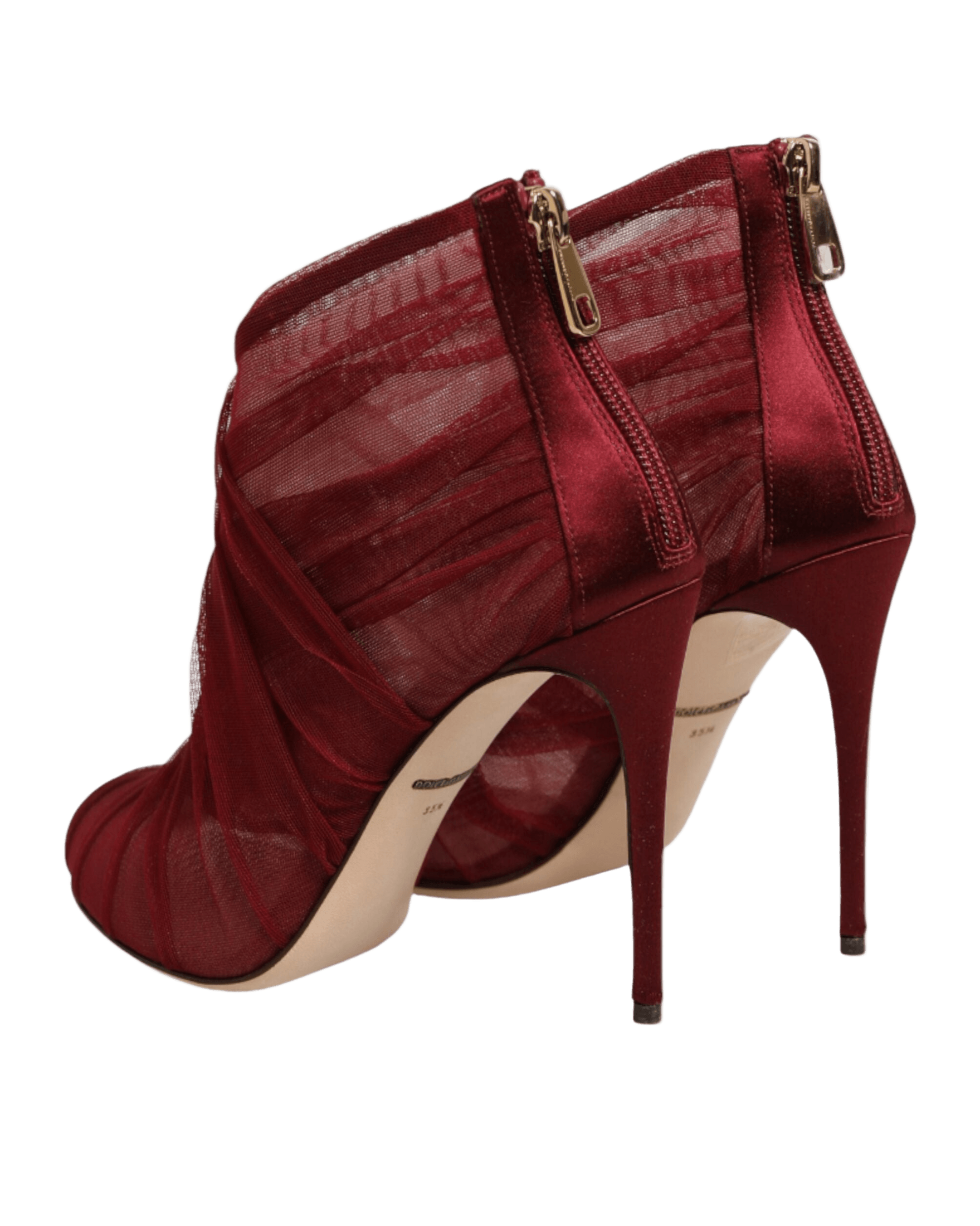 Dolce & Gabbana Red Tulle Ankle Boots Stiletto Heels Shoes Glam Steals