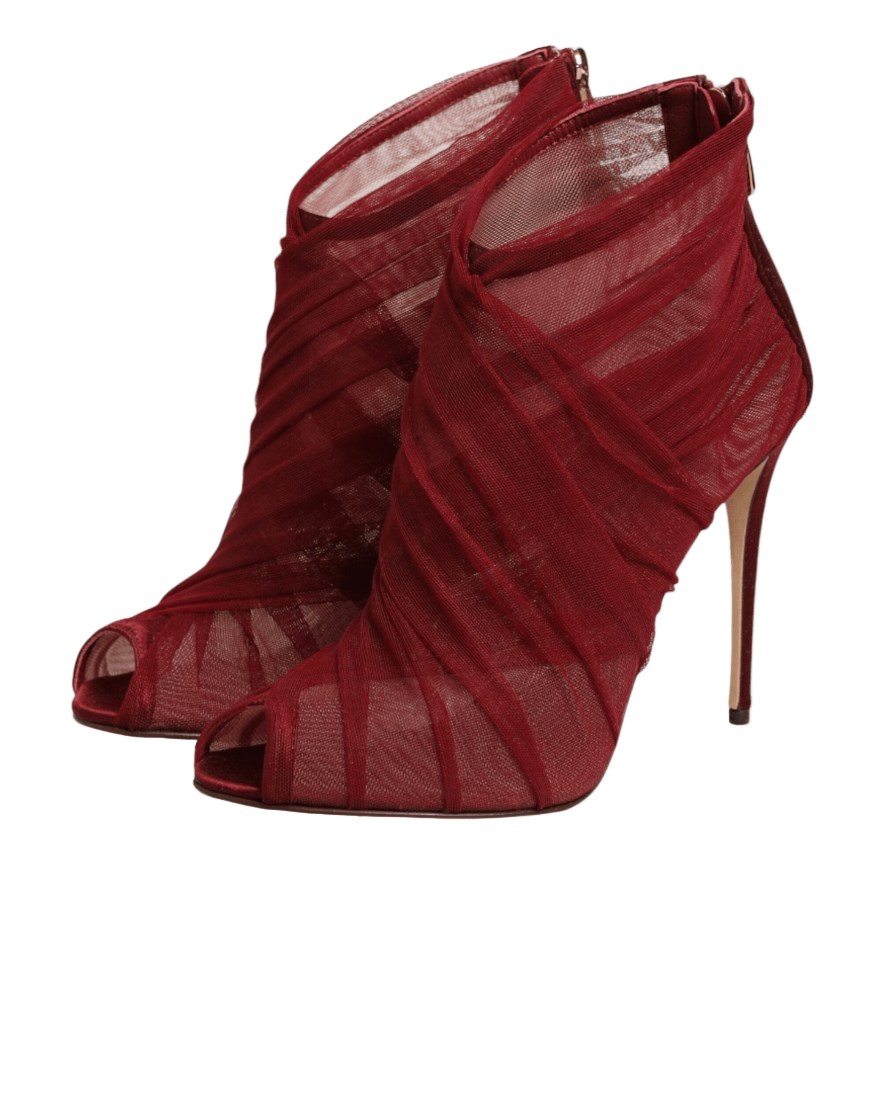 Dolce & Gabbana Red Tulle Ankle Boots Stiletto Heels Shoes Glam Steals