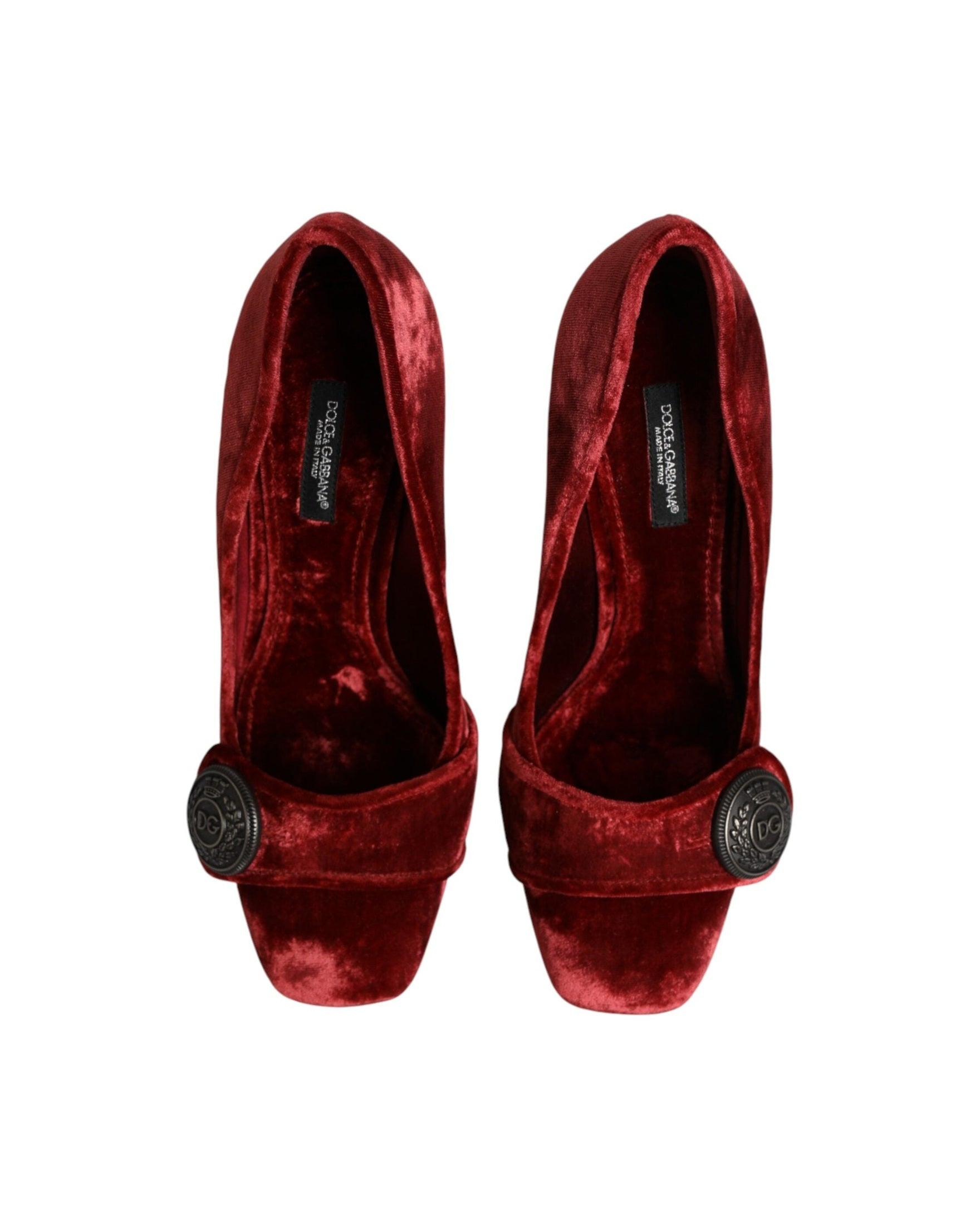 Dolce & Gabbana Red Velvet Embellished Heels Glam Steals