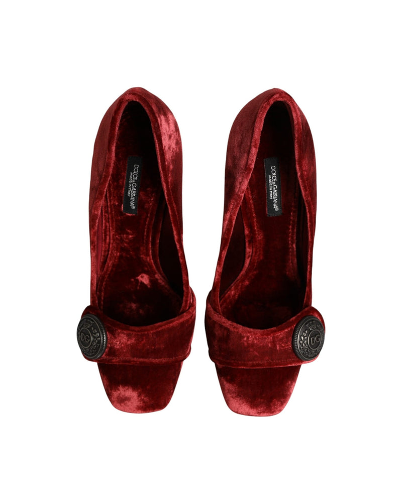 Dolce & Gabbana Red Velvet Embellished Heels Glam Steals