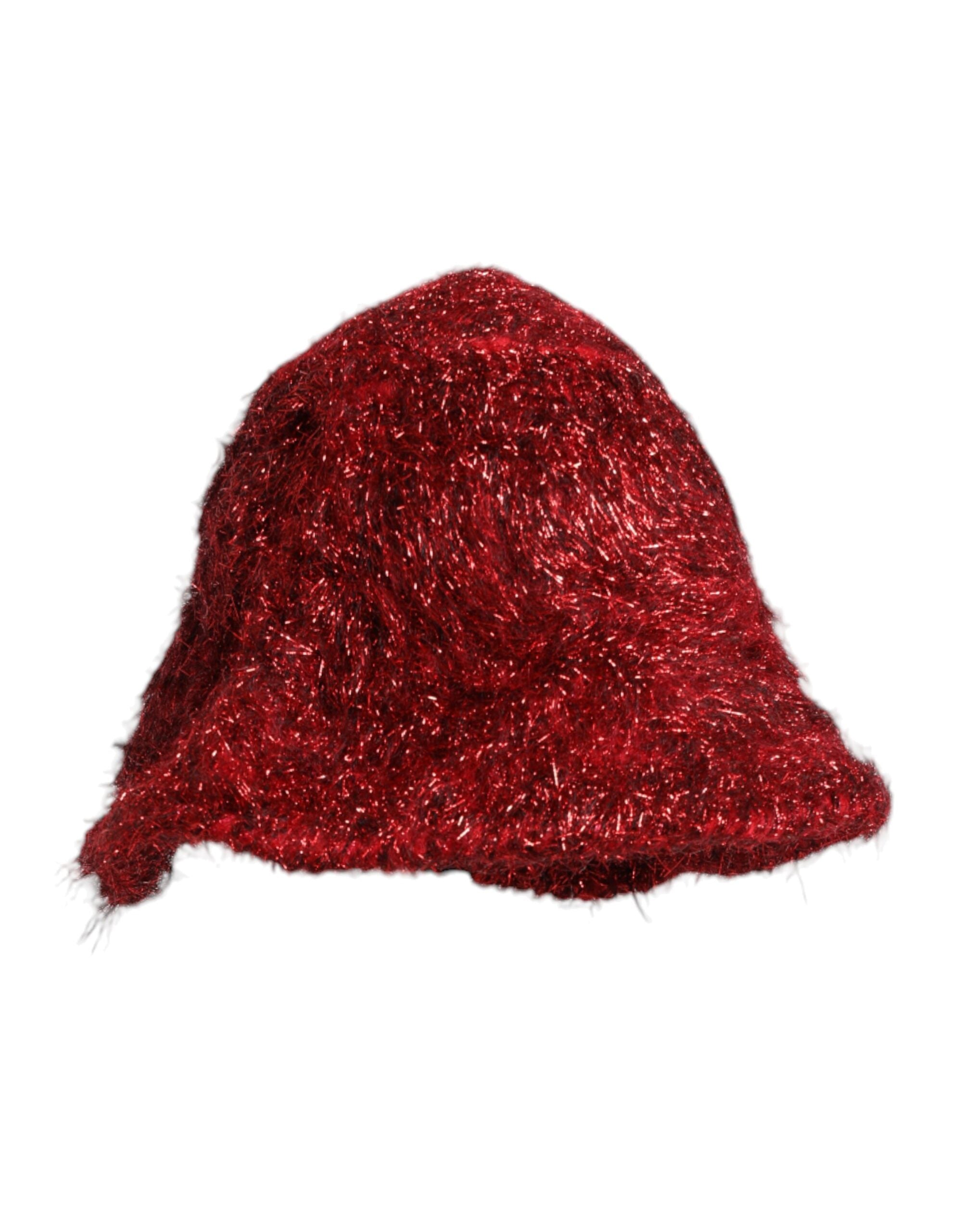 Dolce & Gabbana Red Viscose Tinsel Wide Brim Bucket Hat Glam Steals