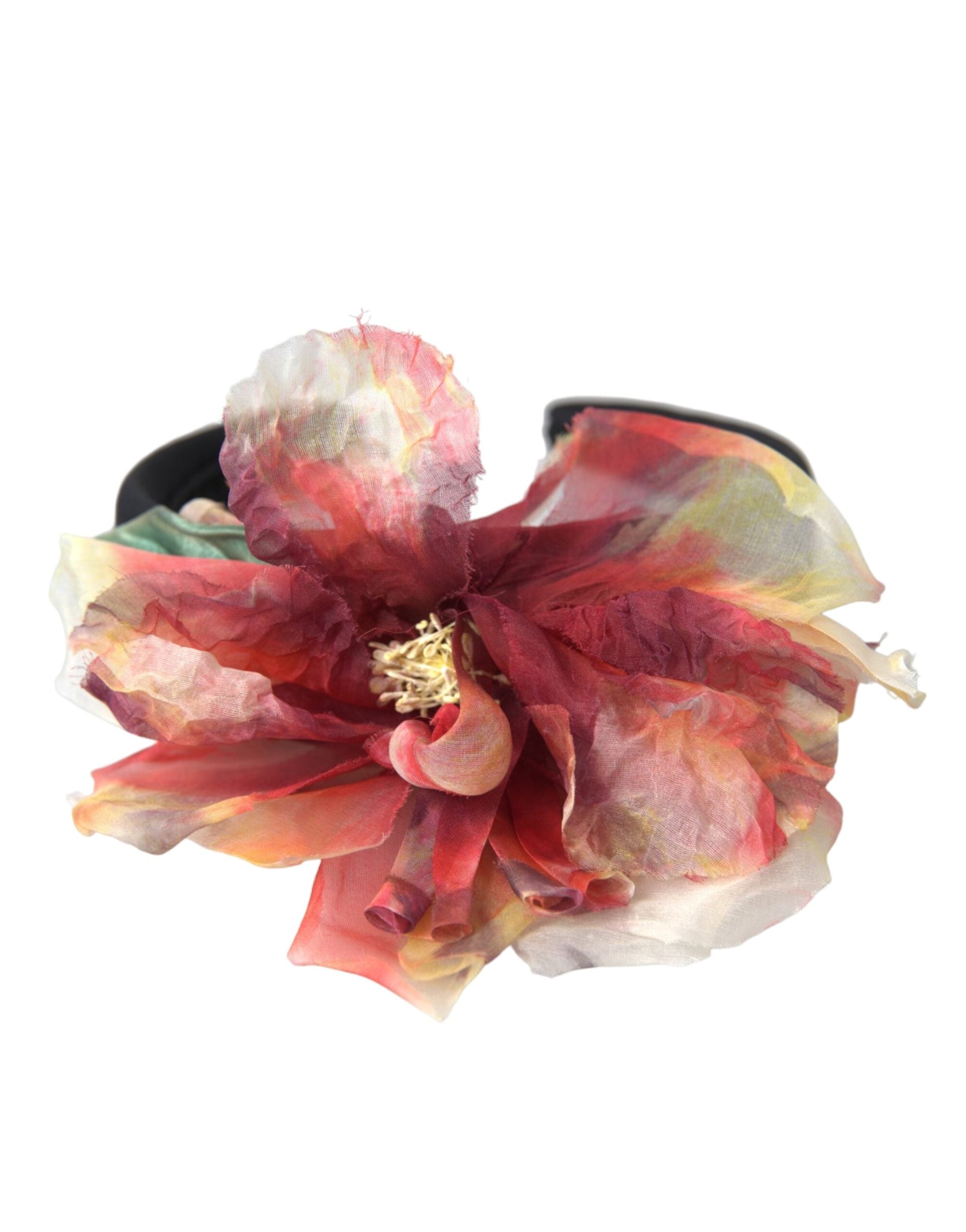 Dolce & Gabbana Rose Silk Floral Tiara Women Hairband Pink Black Diadem Glam Steals