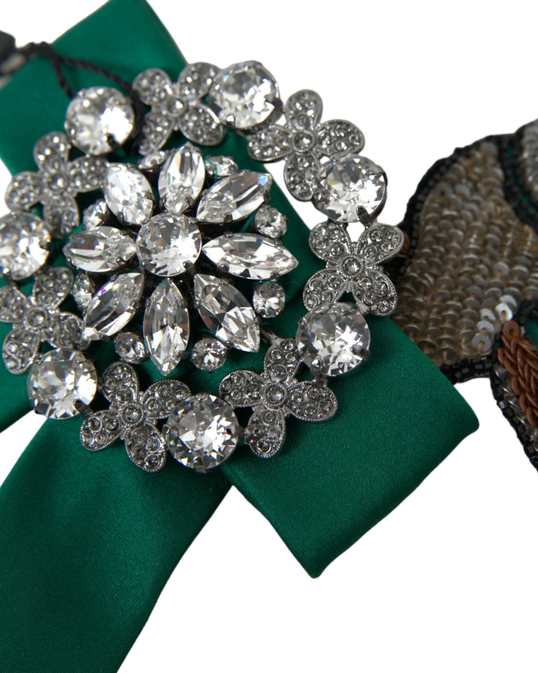 Dolce & Gabbana Satin Bird Crystal Women Hair Green Clip Glam Steals