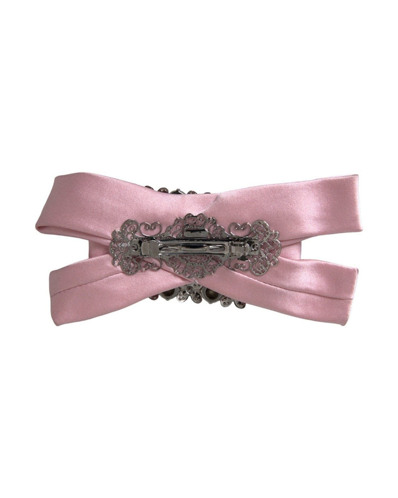 Dolce & Gabbana Satin Crystal Jewelry Brooch Hair Pink Pin Glam Steals