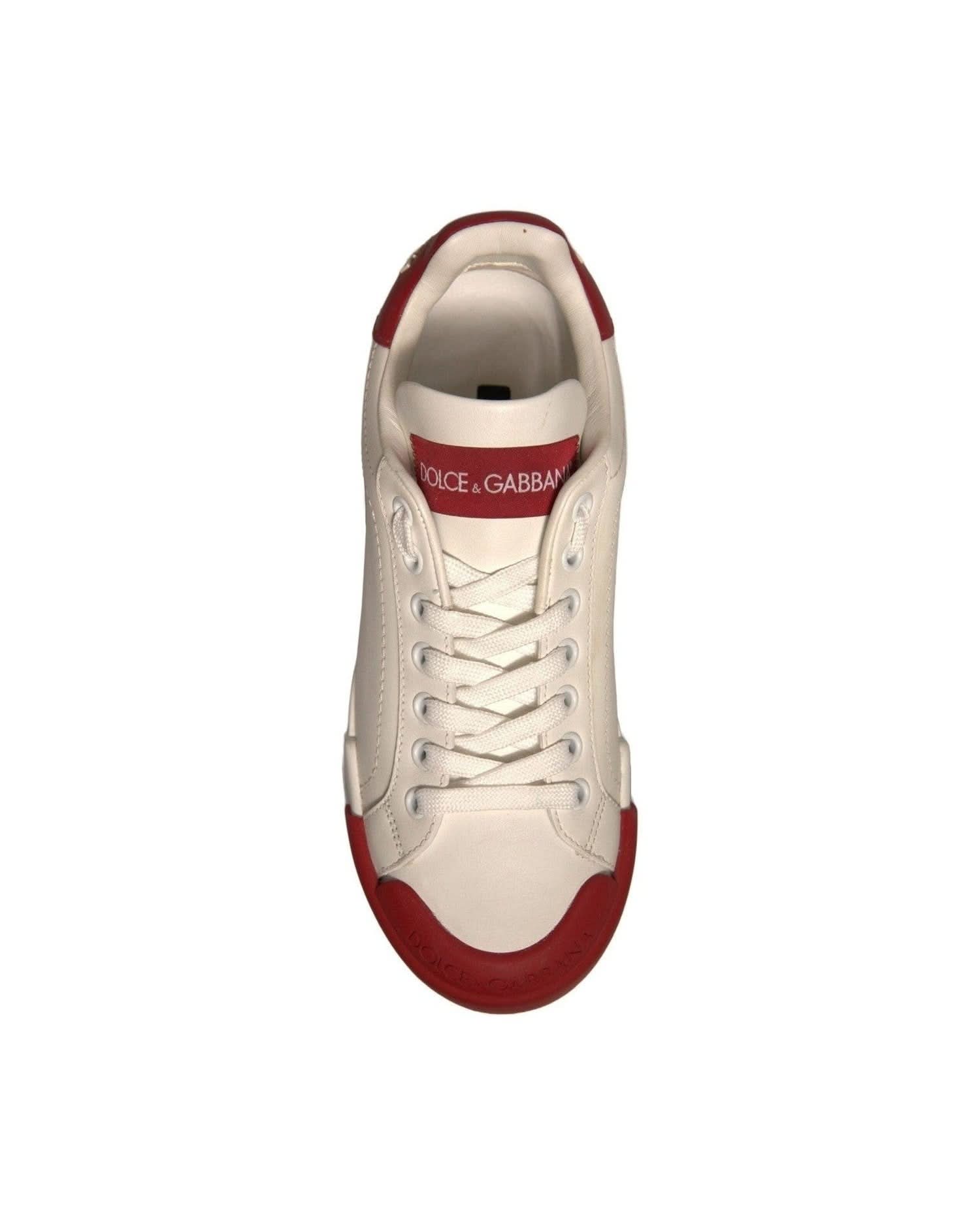 Dolce & Gabbana Shoes White Leather Logo Portofino Sneakers Sneakers