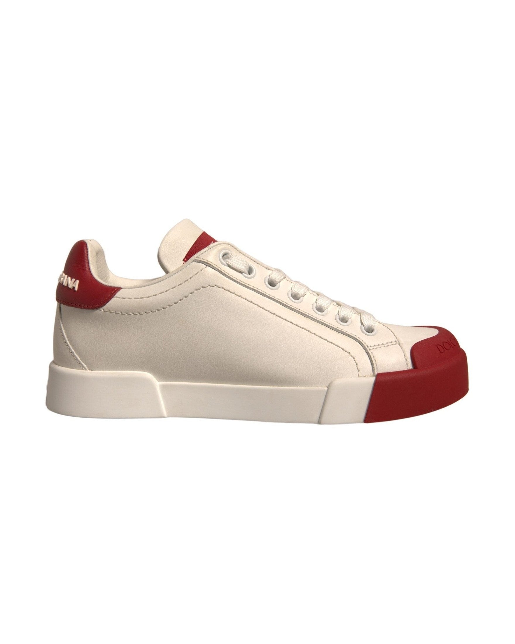 Dolce & Gabbana Shoes White Leather Logo Portofino Sneakers Glam Steals