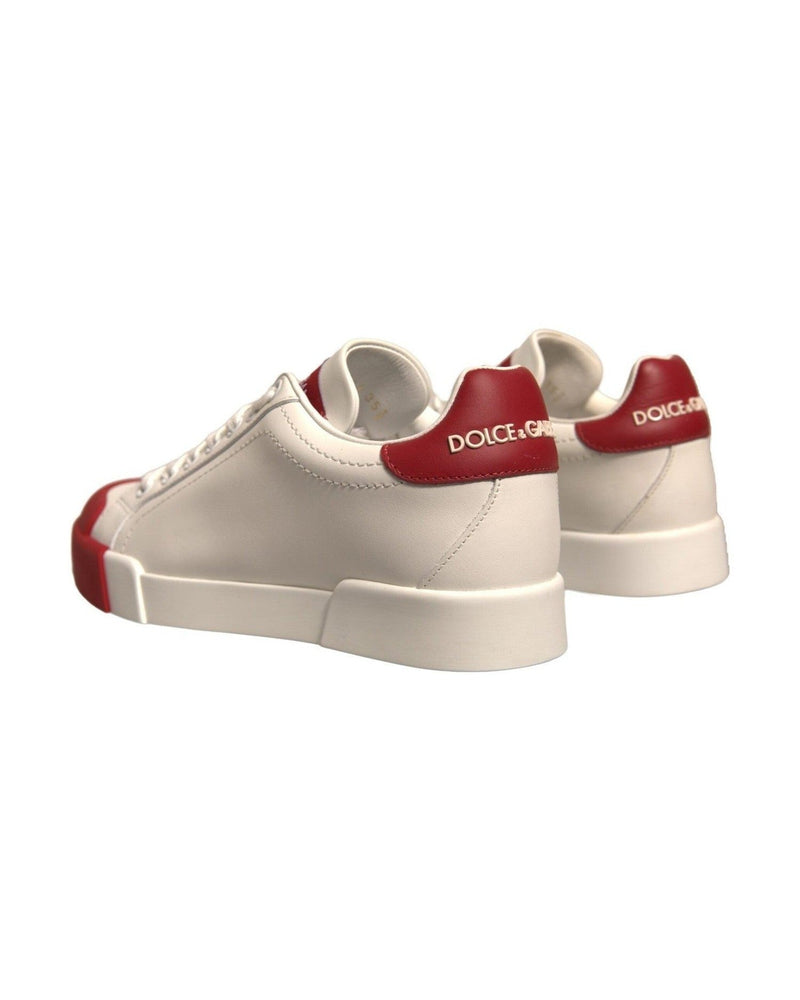 Dolce & Gabbana Shoes White Leather Logo Portofino Sneakers Glam Steals