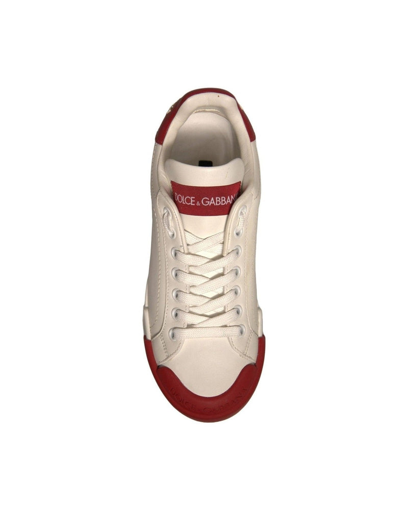 Dolce & Gabbana Shoes White Leather Logo Portofino Sneakers Glam Steals