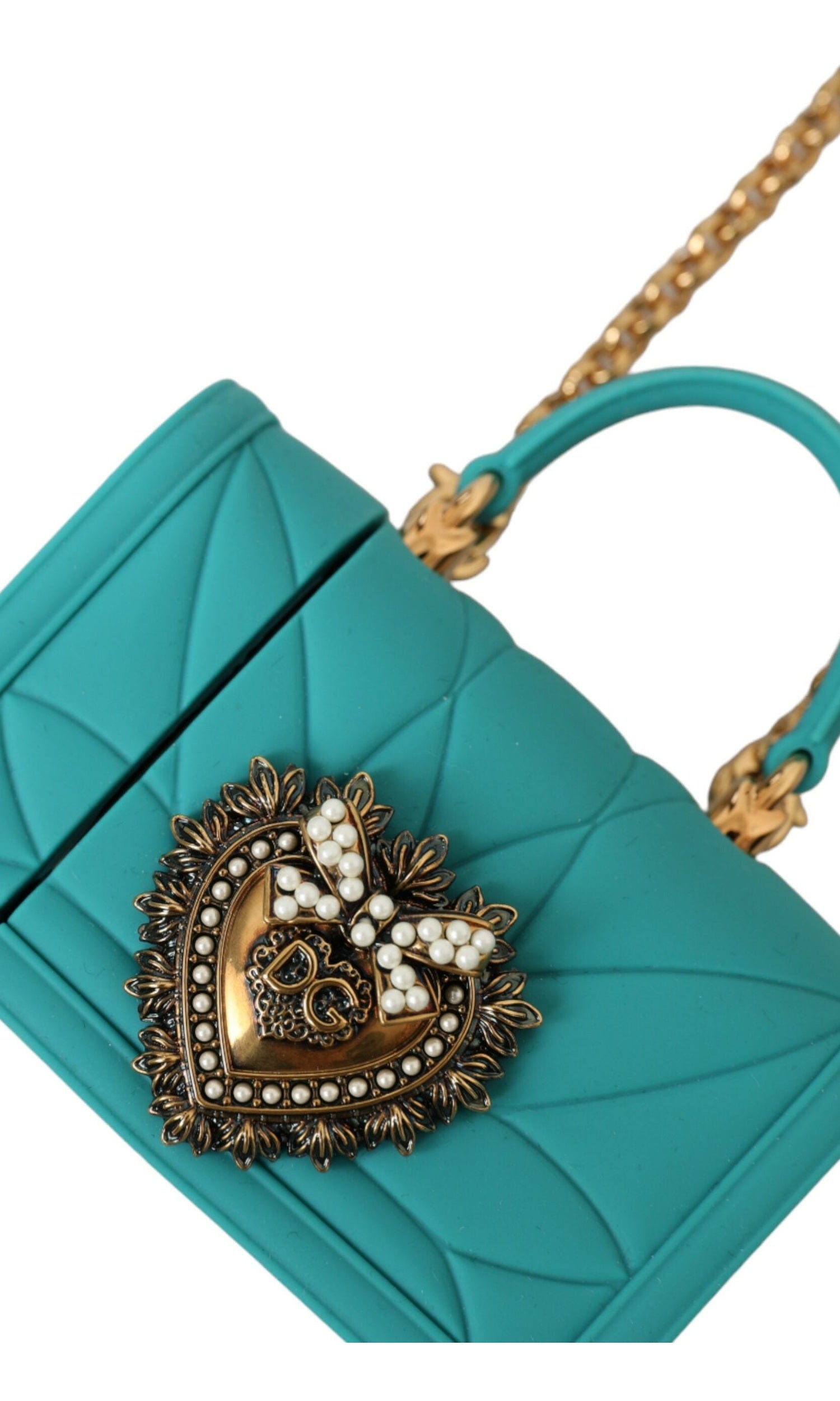 Dolce & Gabbana Silicone Devotion Heart Cover Bag Airpods Turquoise Case Glam Steals