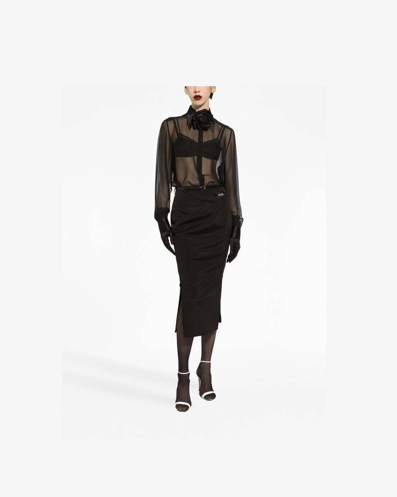 Dolce & Gabbana Silk Chiffon Shirt with Satin Details Glam Steals