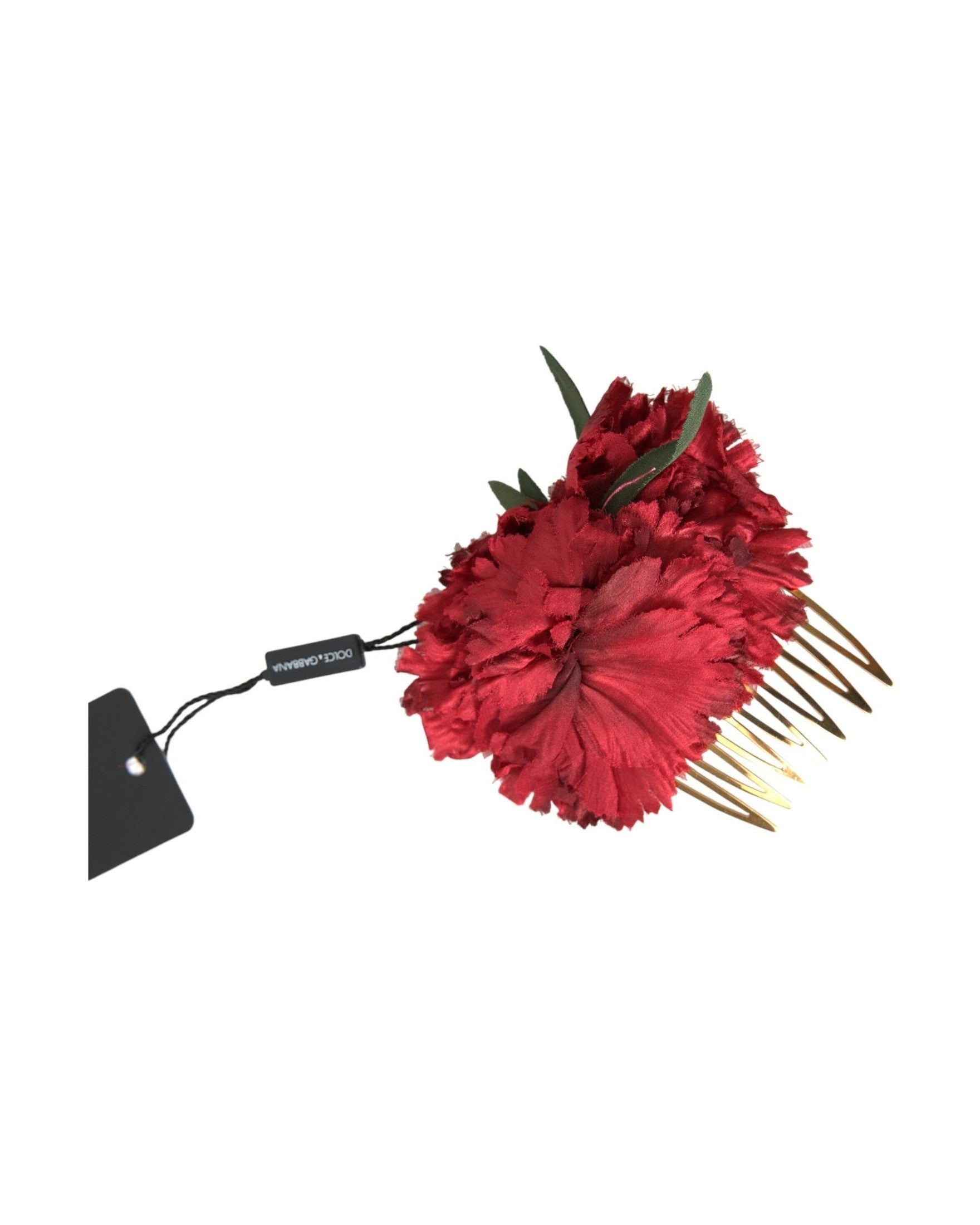 Dolce & Gabbana Silk Floral Brass Women Hair Red Gold Comb Glam Steals