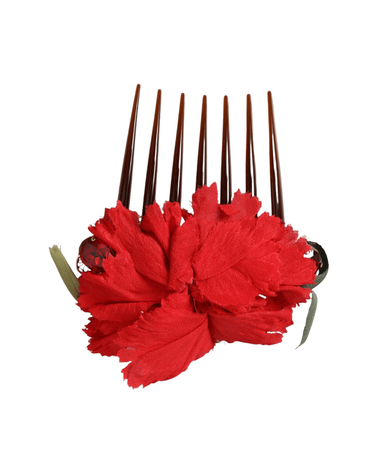Dolce & Gabbana Silk Floral Brass Women Hair Red Gold Comb Glam Steals
