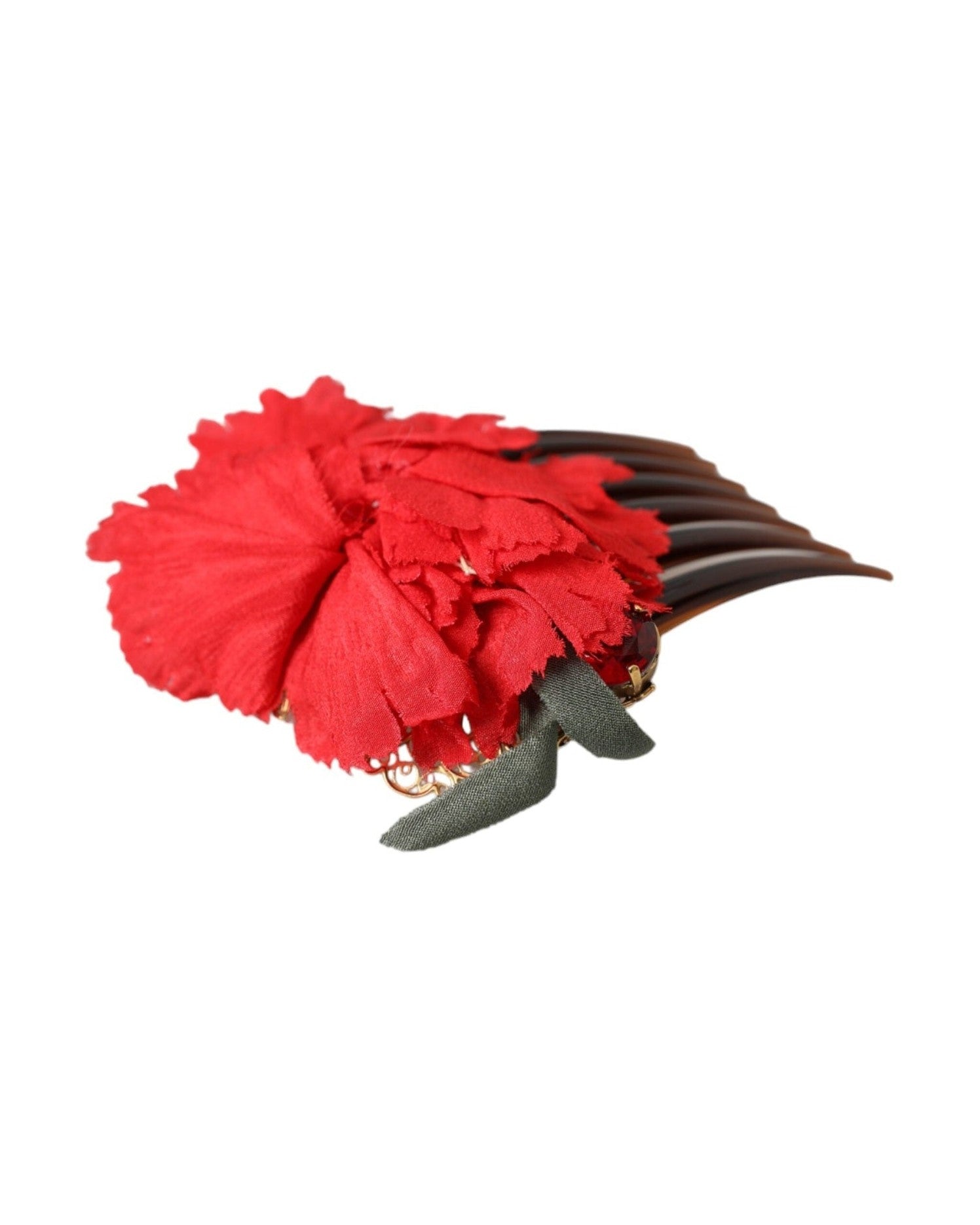 Dolce & Gabbana Silk Floral Brass Women Hair Red Gold Comb Glam Steals