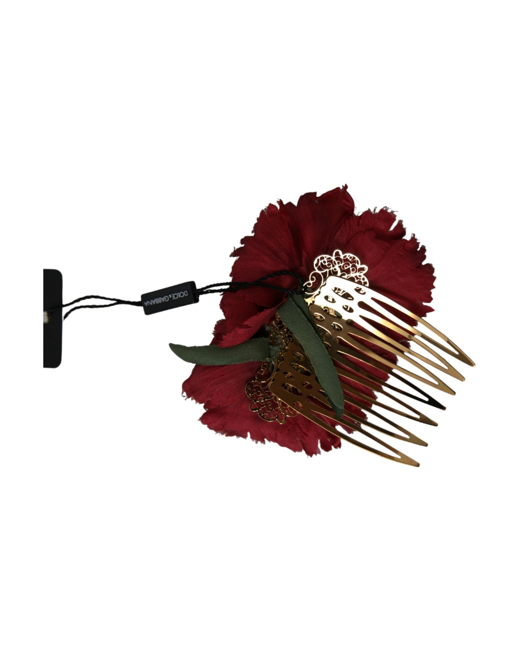 Dolce & Gabbana Silk Floral Brass Women Hair Red Gold Comb Glam Steals