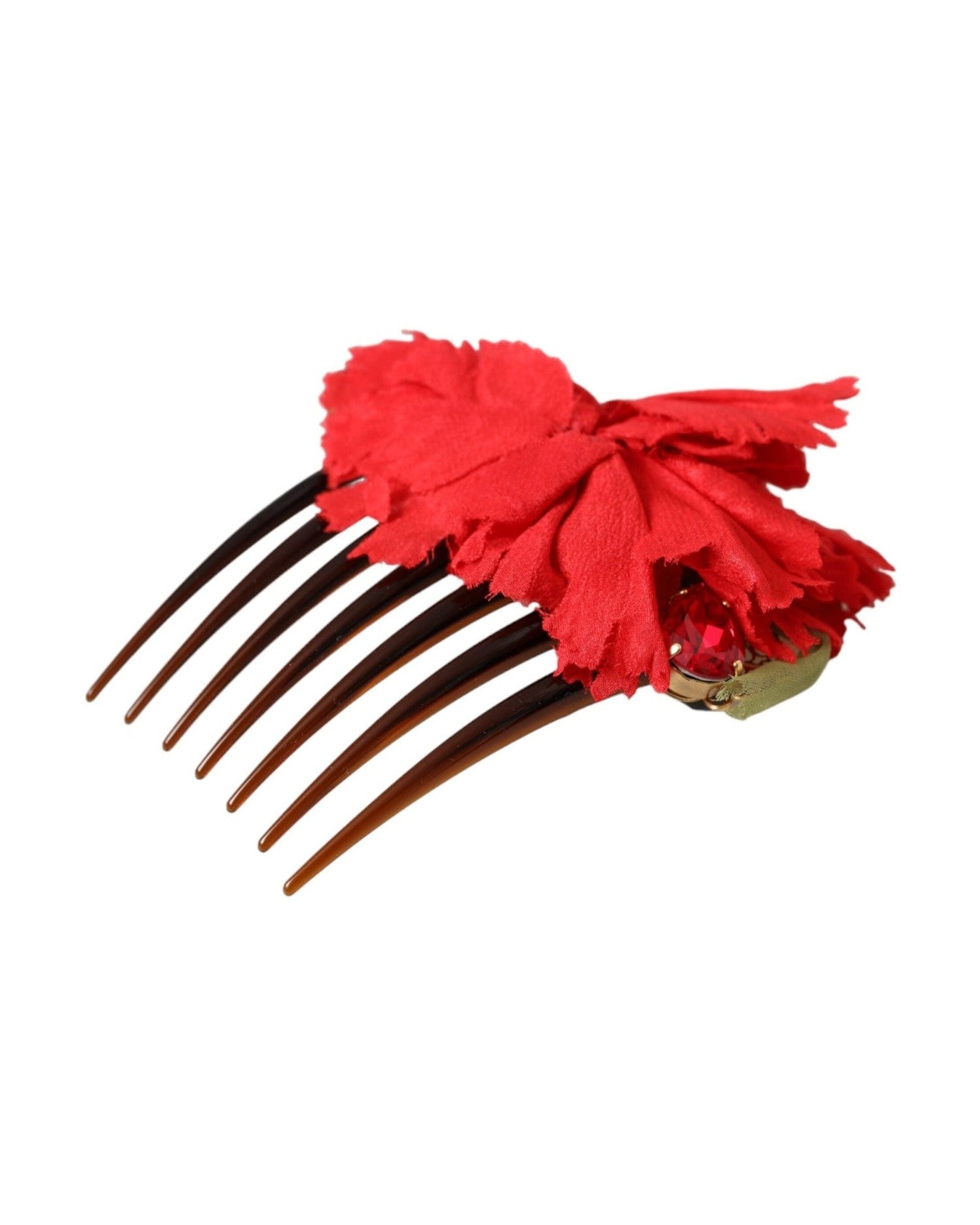 Dolce & Gabbana Silk Floral Brass Women Hair Red Gold Comb Glam Steals