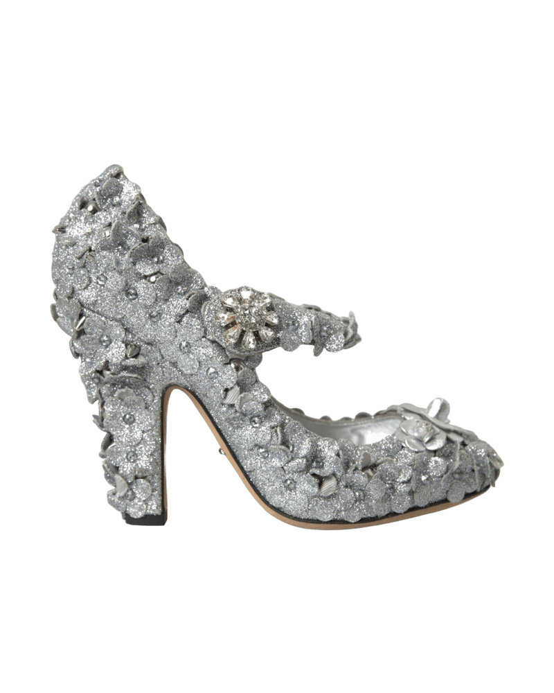 Dolce & Silver Gabbana Floral Crystal Mary Jane Pumps Shoes Glam Steals