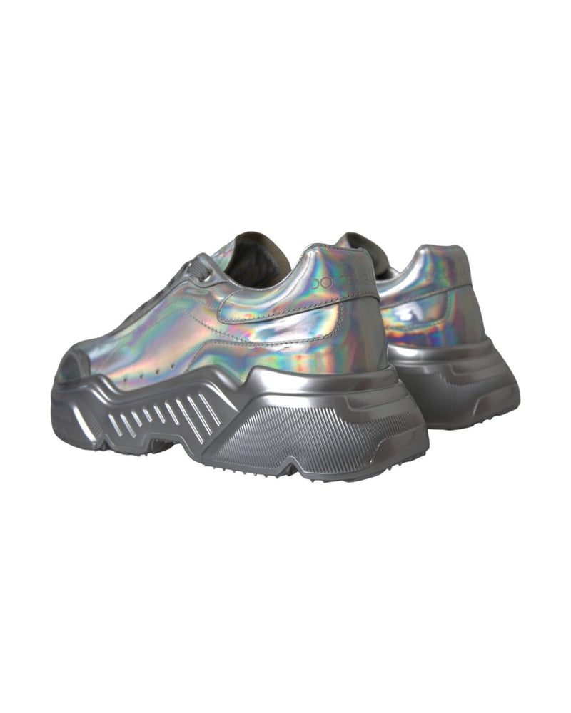 Dolce & Gabbana Silver Iridescent Daymaster Leather Sneakers Shoes Glam Steals