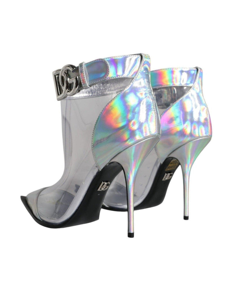 Dolce & Gabbana Silver Iridescent Pvc Pointed Short Boots Shoes Glam Steals