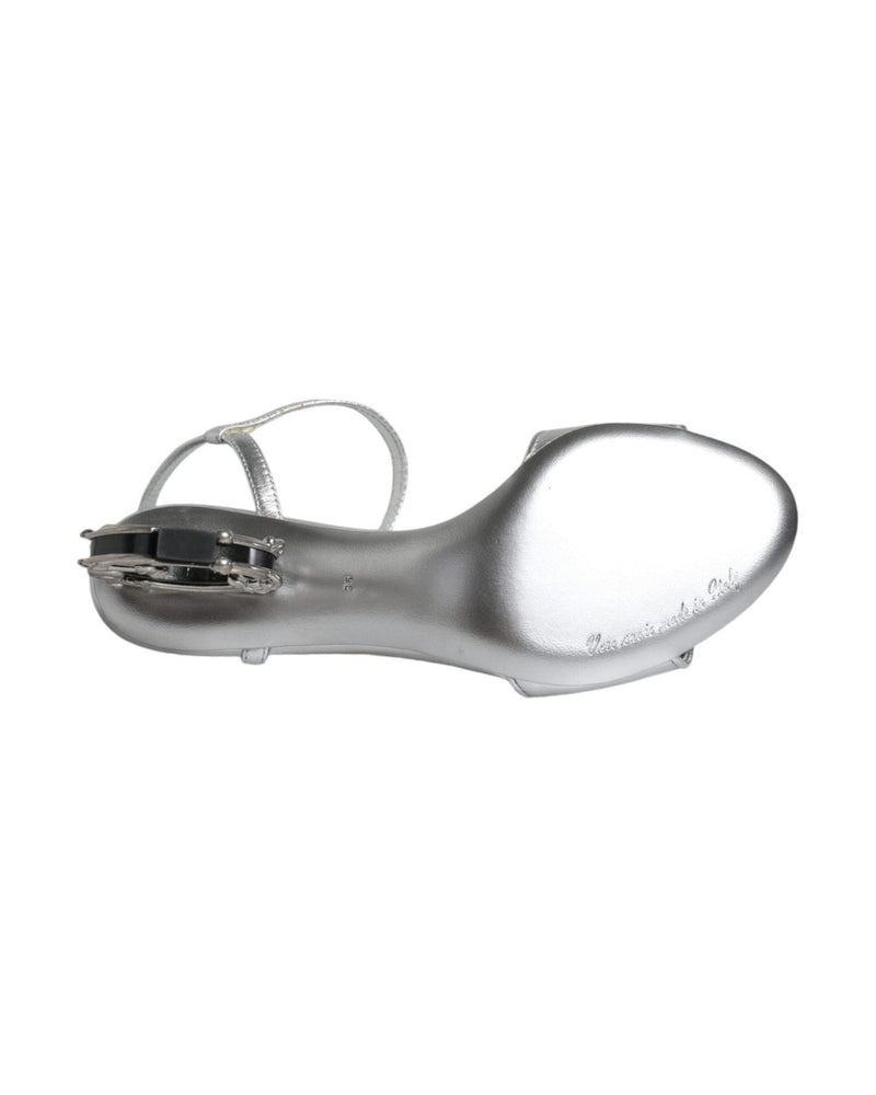 Dolce & Gabbana Silver Keira Heels Ankle Strap Sandals Shoes Heels