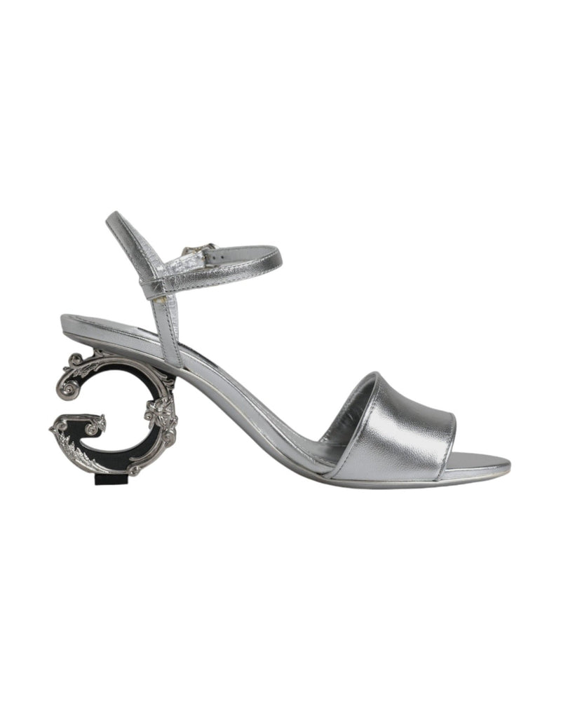 Dolce & Gabbana Silver Keira Heels Ankle Strap Sandals Shoes Glam Steals
