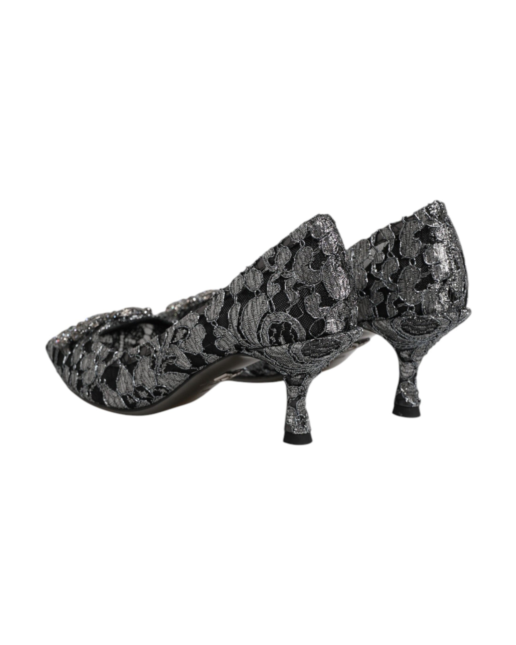 Dolce & Gabbana Silver Lace Dg Amore Heels Glam Steals