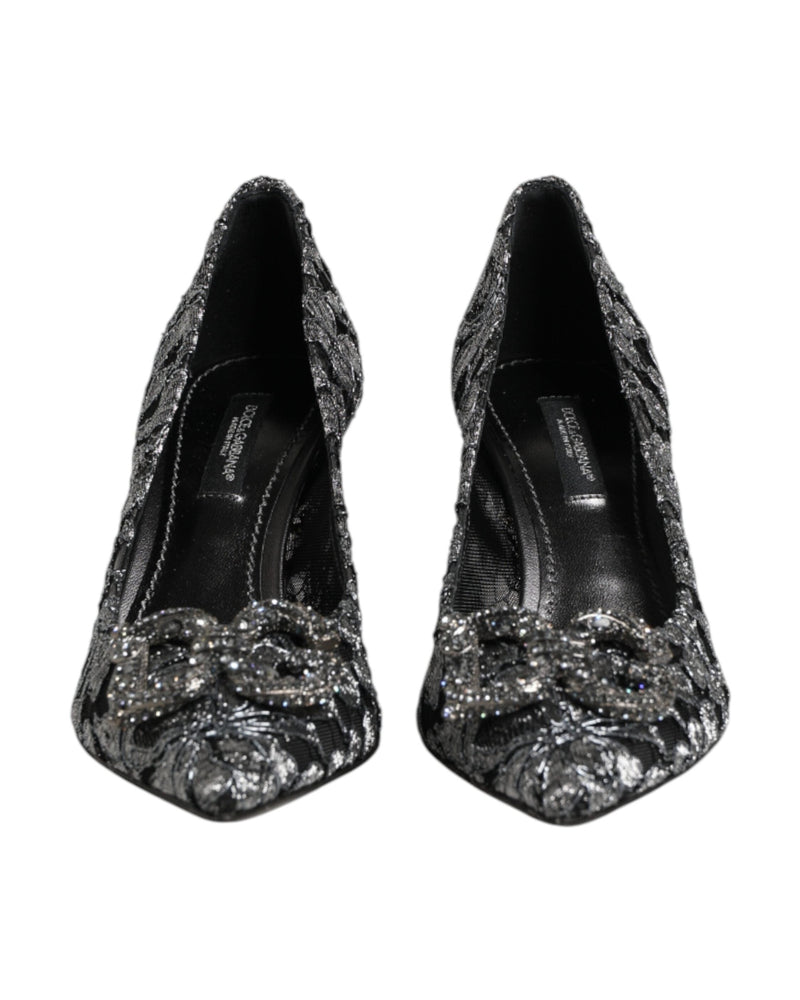Dolce & Gabbana Silver Lace Dg Amore Heels Glam Steals