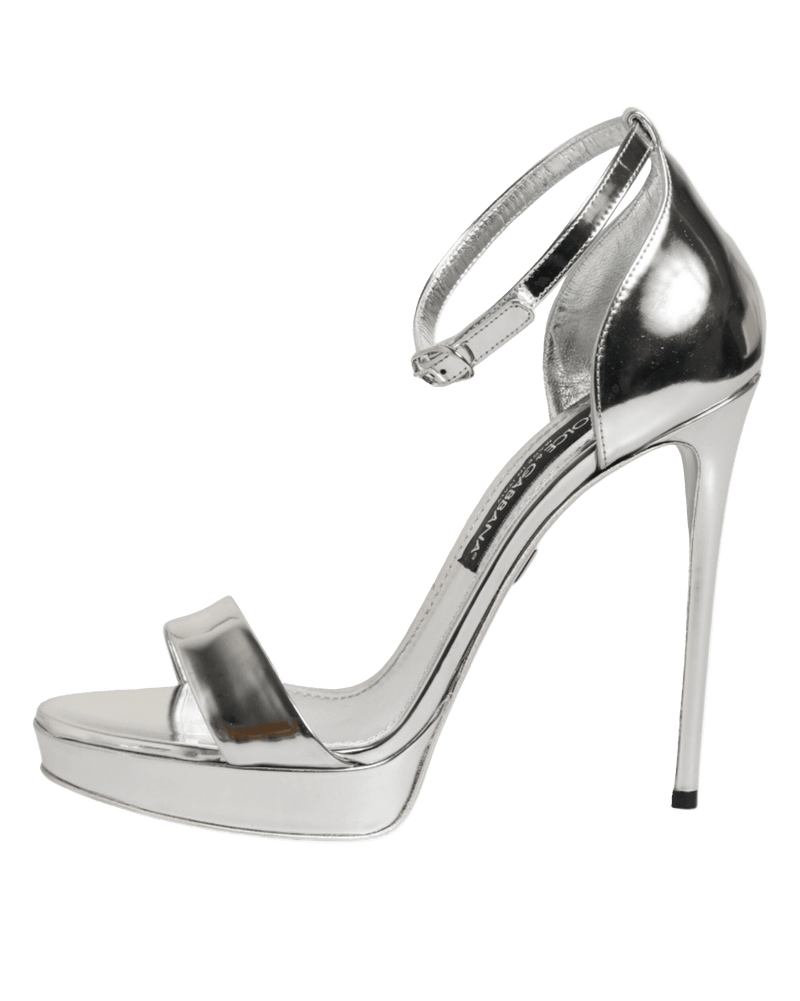 Dolce & Gabbana Silver Leather Platform Keira Sandals Shoes Glam Steals