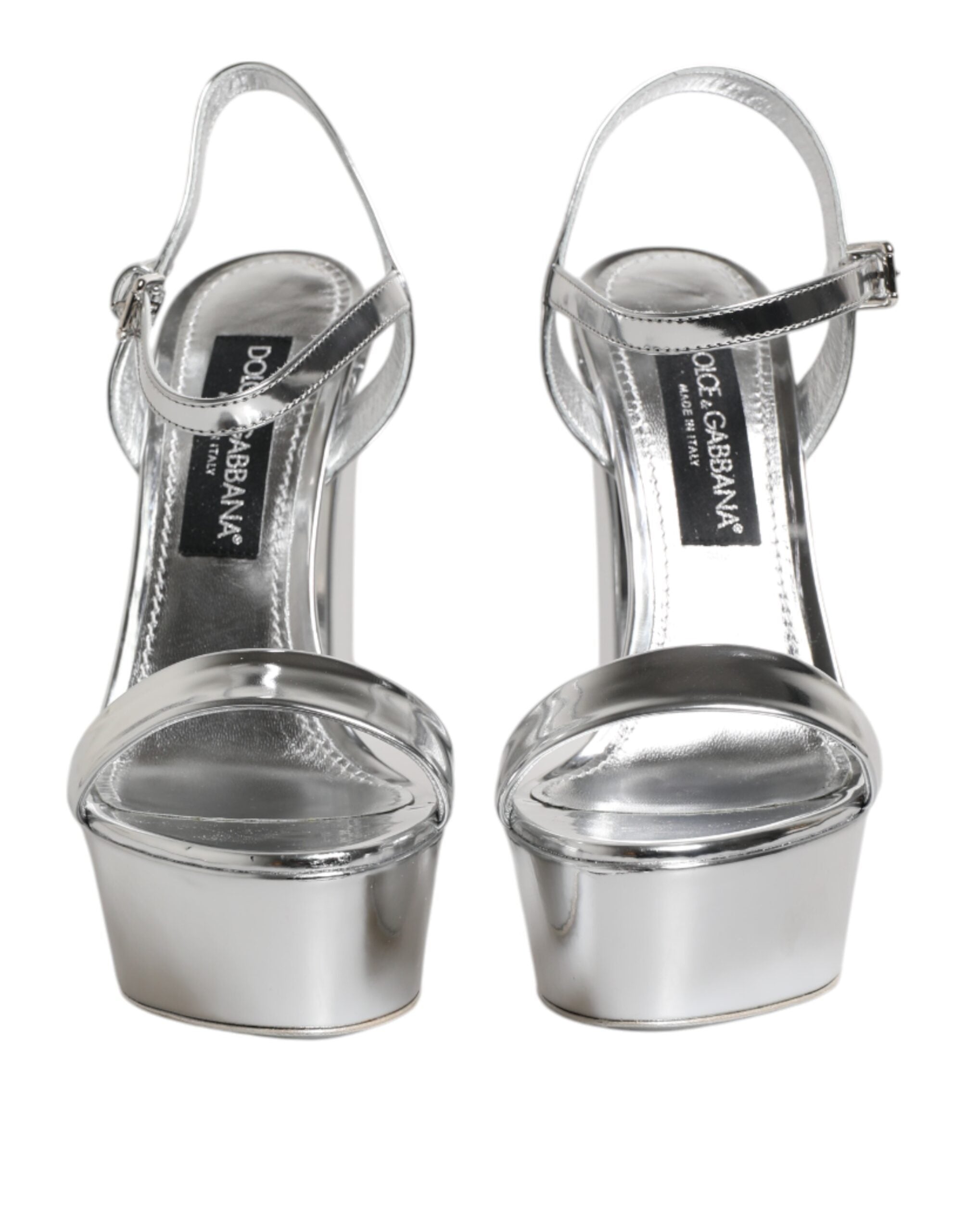 Dolce & Gabbana Silver Leather Platform Keira Sandals Shoes Glam Steals