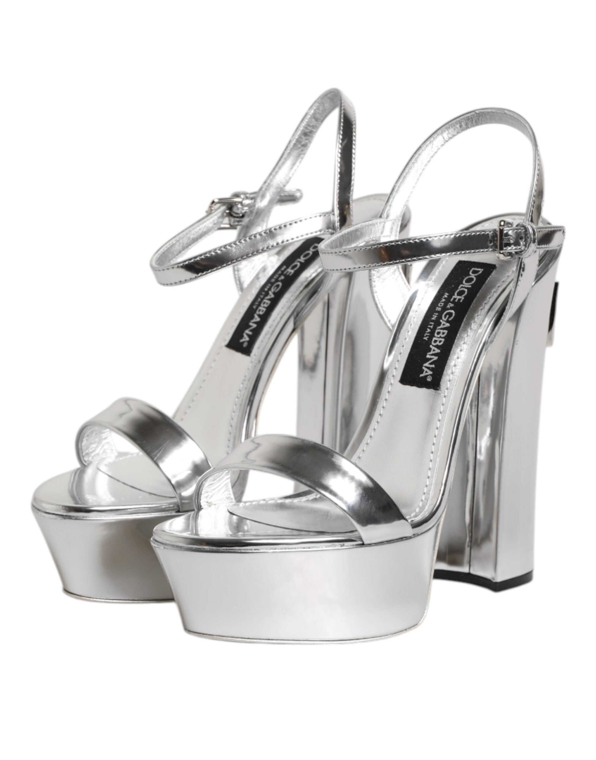 Dolce & Gabbana Silver Leather Platform Keira Sandals Shoes Glam Steals