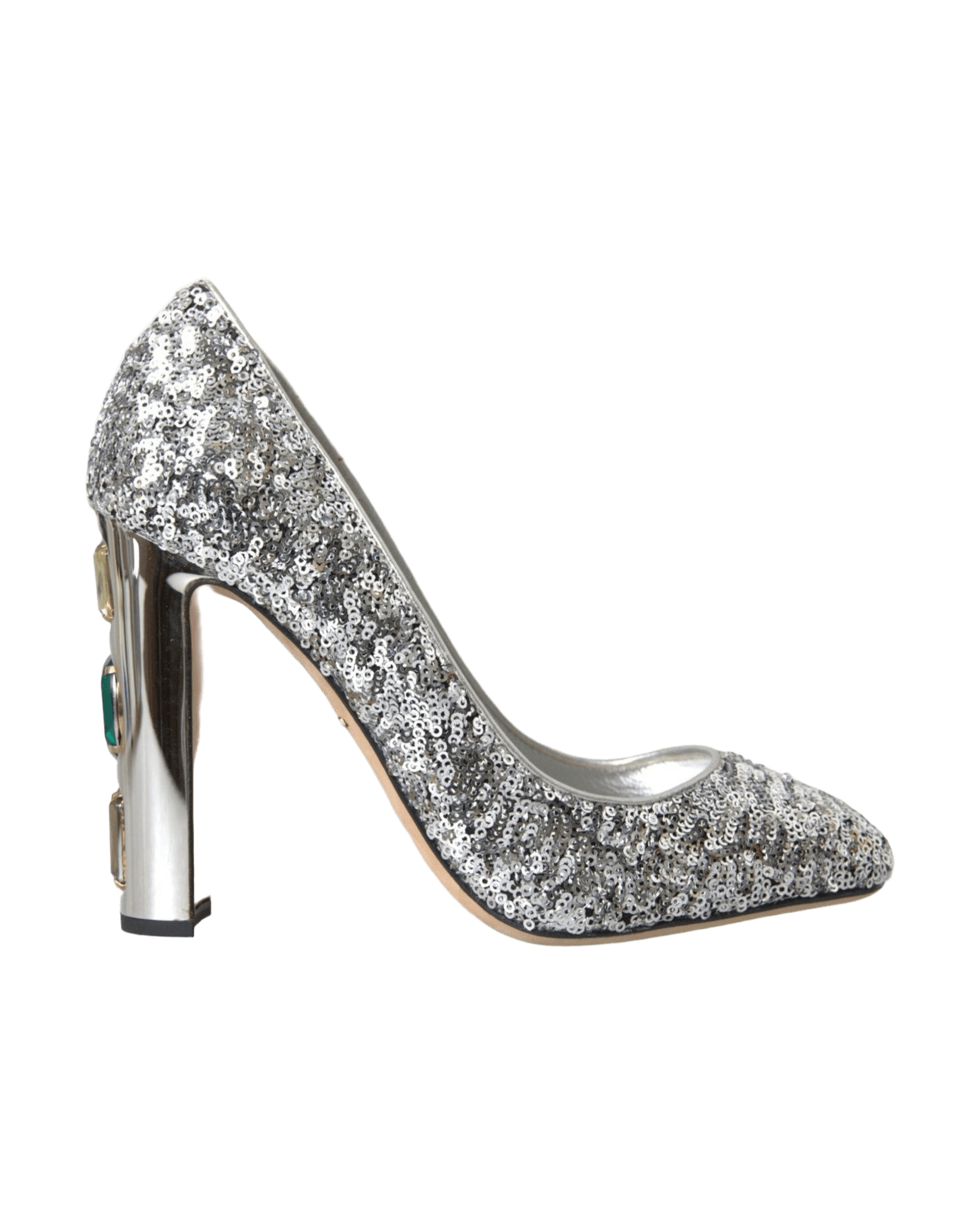 Dolce & Gabbana Silver Sequin Embellished Heels Pumps Shoes Glam Steals