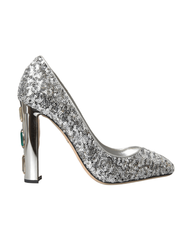 Dolce & Silver Gabbana Sequin Embellished Heels Pumps Shoes Glam Steals
